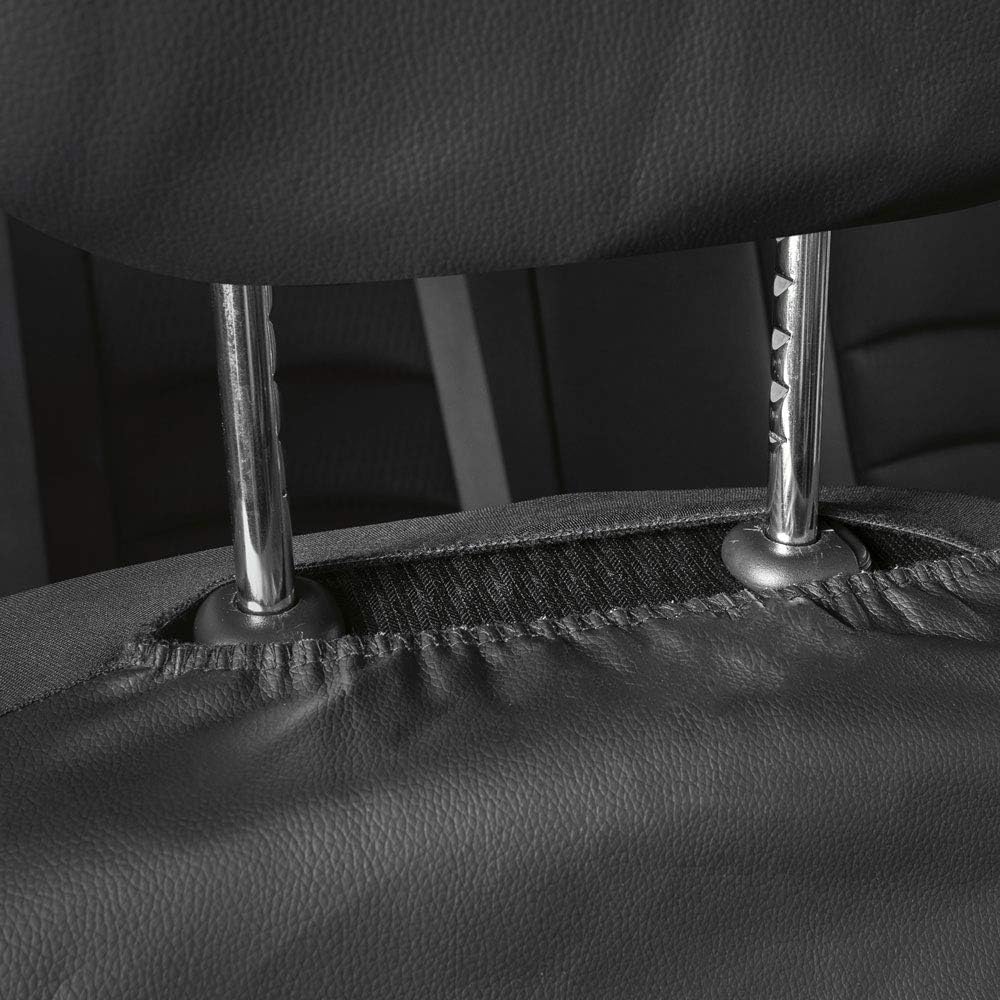 Motor Trend Black Stitched Faux Leather Car Seat Covers – Premium Automotive Bucket Front Seat Covers, Made for Vehicles with Removable Headrests, Fits Most Car Truck SUV