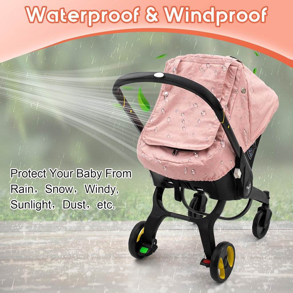 Waterproof Car Seat Cover Baby, 3D Mink Dot Infant Car Seat Cover with 2 Breathable Vents, Universal Carseat Canopy for Girls Boys, Baby Carrier Cover for All Seasons, Protect from Sunlight Rain