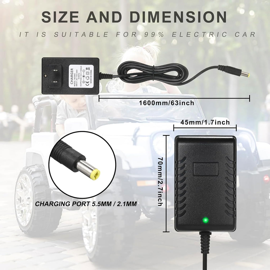 12V Kids Charger for Ride On Car, 12V Various Electric Ride-on Toys Car Battery Charger，12 V Universal Kids Riding Toy Chargers