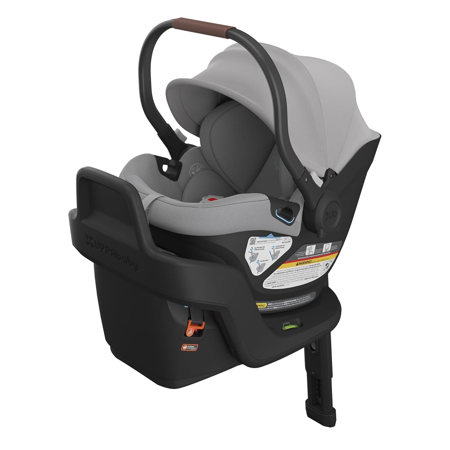 UPPAbaby Aria Lightweight Infant Car Seat/Just Under 6 lbs for Easy Portability/Base with Load Leg + Infant Insert Included/Direct Stroller Attachment/Jake (Charcoal/Black Leather)