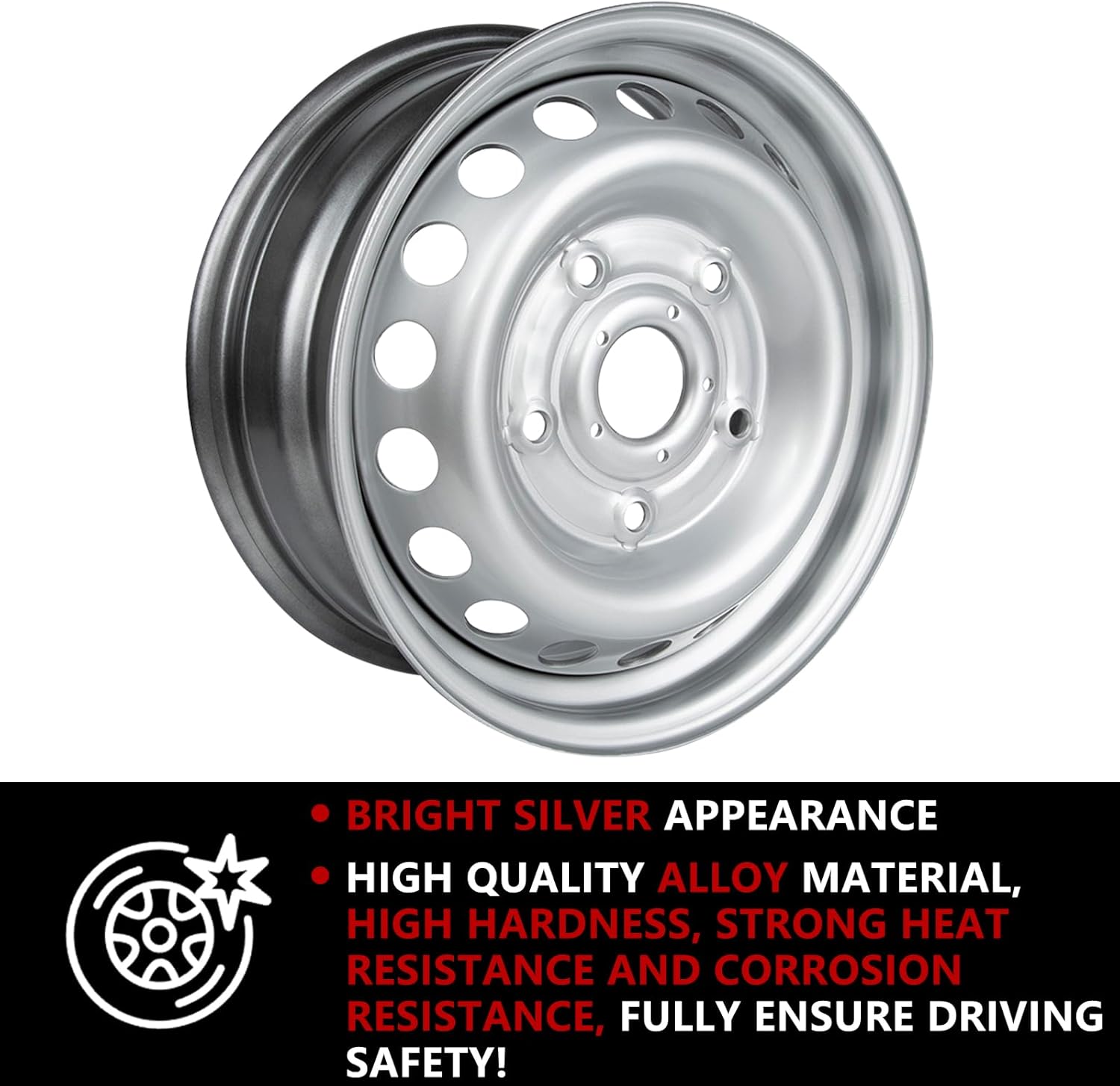 16 Inch Solid Steel Wheel, Silver Wheel Rim for Ford Transit 250 2015 2016 2017 2018 2019 2020 OEM Direct Replacement Rim Accessories（1 Pack）