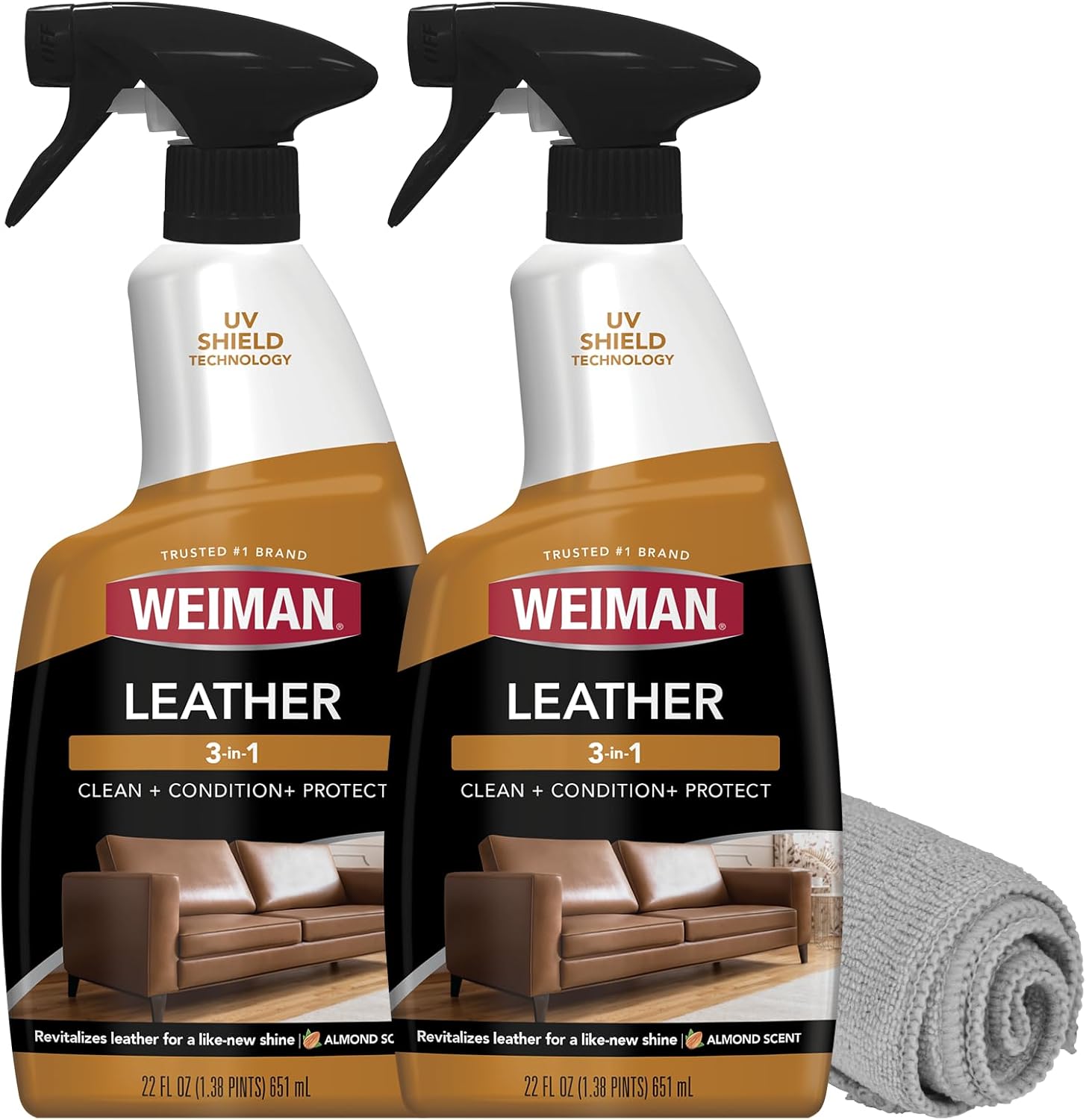 Weiman Leather Cleaner and Conditioner for Furniture - Cleans Conditions and Restores Leather Surfaces - UV Protectants Help Prevent Cracking or Fading of Leather Car Seats, Shoes, Purses