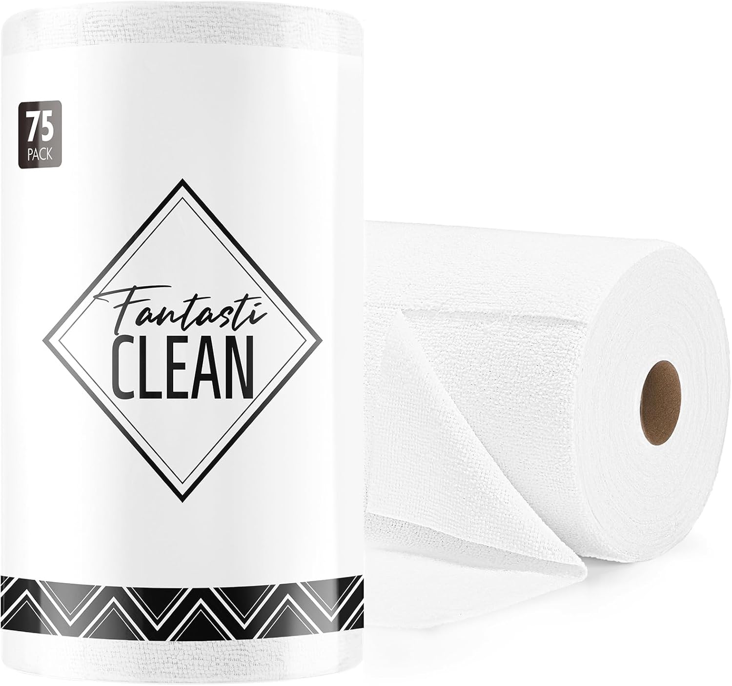 Fantasticlean Microfiber Cleaning Cloth Roll -75 Pack, Tear Away Microfiber Towels, 12" x 12", Reusable, Washable, Scratch Free, Ultra Absorbent Dishcloth for Home Supplies, Car, Pet, Kitchen (Beige)
