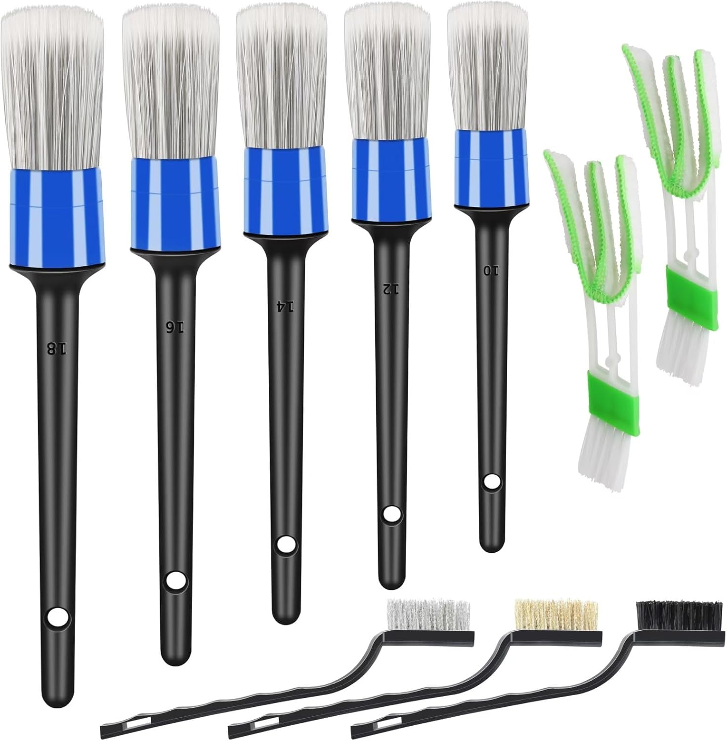 10pcs Auto Car Detailing Brush Set Car Interior Cleaning Kit Includes 5 Boar Hair Detail Brush,3 Wire Brush, 2 Air Vent Brush for Cleaning Car Interior Exterior, Dashboard Engines Leather Wheel