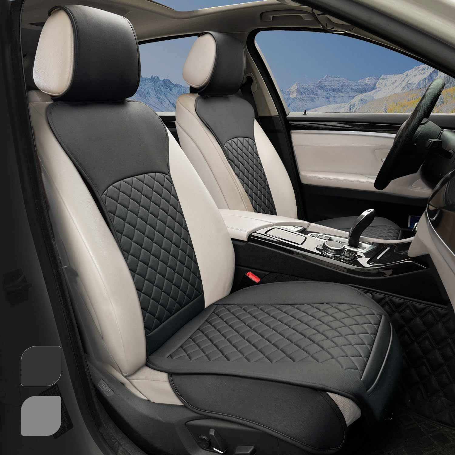 2 Pack Leather Front Car Seat Covers, Universal Sideless Car Seat Protectors with Storage Pocket and Seat Belt Pads, Waterproof Automotive Seat Cover for Cars Trucks SUV(Purple)