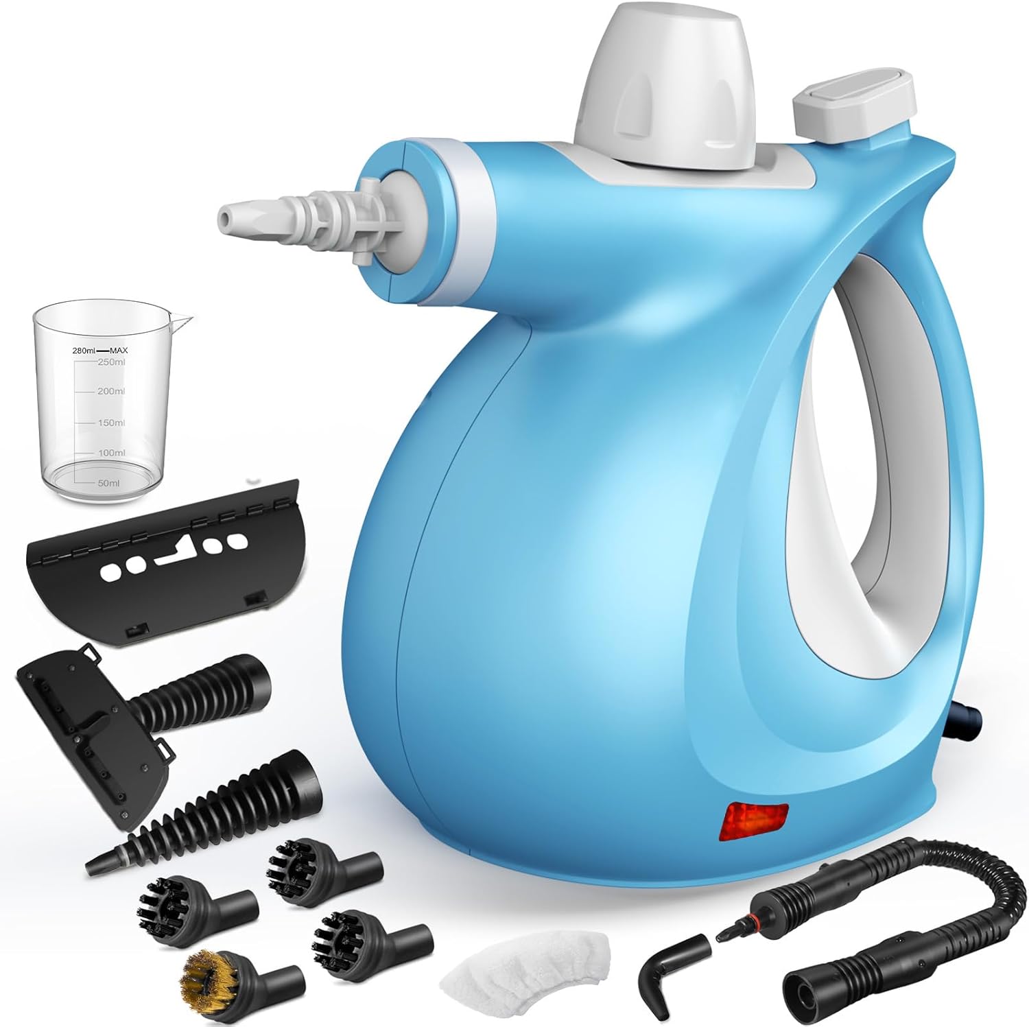 Pressurized Handheld Multi-Surface Natural Steam Cleaner with 12 pcs Accessories, Multi-Purpose Steamer for Home Use, Steamer for Cleaning Floor, Upholstery, Grout and Car (Grey)