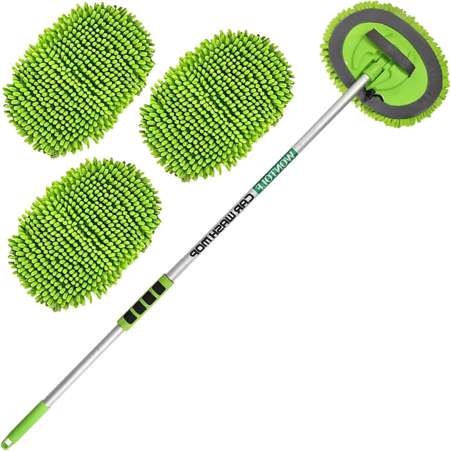 Wontolf 62'' Car Wash Brush with Long Handle Chenille Microfiber Car Wash Mop Mitt Kit Scratch-Free Car Detailing Cleaning Brush Care Kit with Replacement Head Supplies for Cars RV Truck Boat