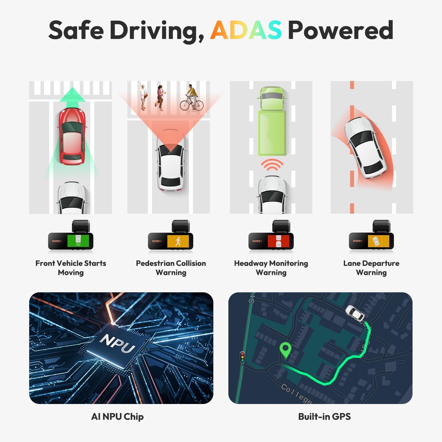 BOTSLAB 4K Dash Cam Front and Rear, 170° Ultra Wide Dashcam with ADAS, Night Vision, 24/7 Parking Mode, Sony STARVIS Sensor, WDR, Free 64GB SD Card, 5G/2.4G WiFi, Built-in GPS, Loop Recording