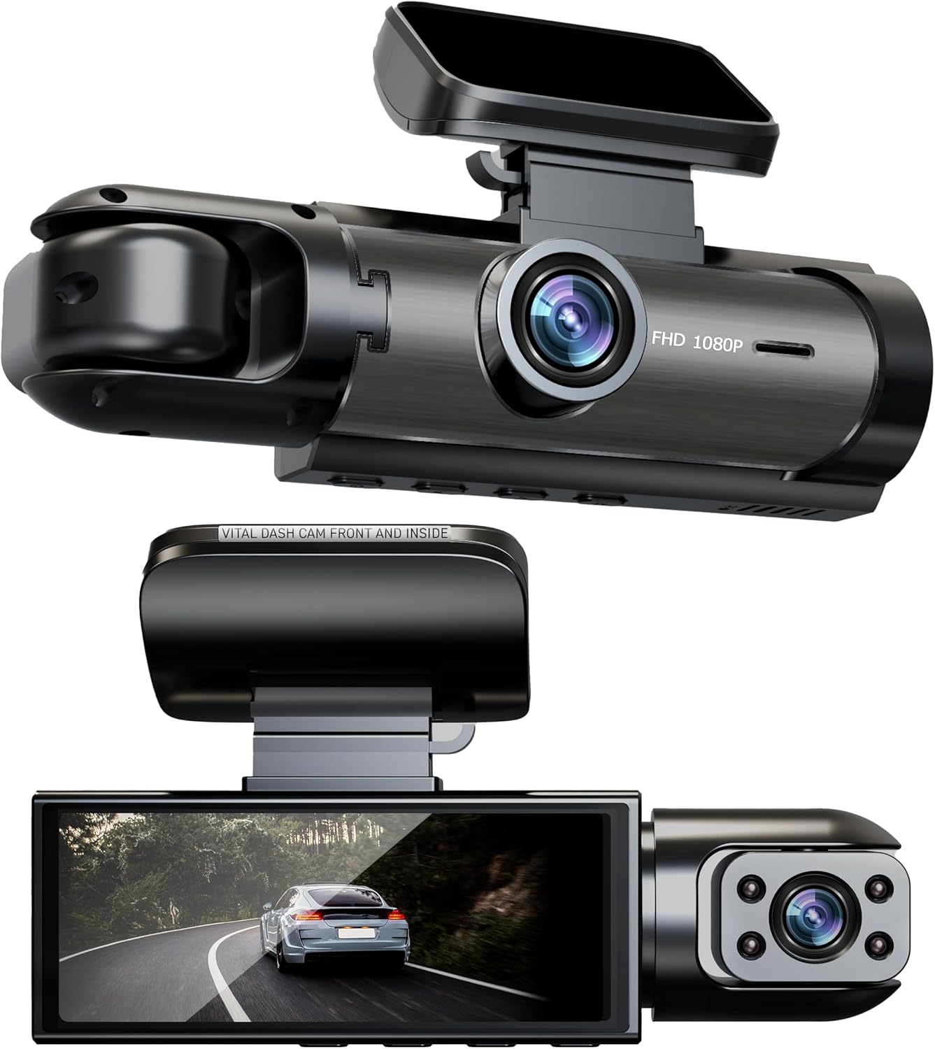 Vital Dashcam Pro 2025 Dash Cam Front and Rear Camera for Cars Dual Car Camera with Night Vision, G-Sensor 24/7 Parking Surveillance, Loop Recording, Wide Angle Easy Setup Vital Dash Cam Pro 2025 FHD