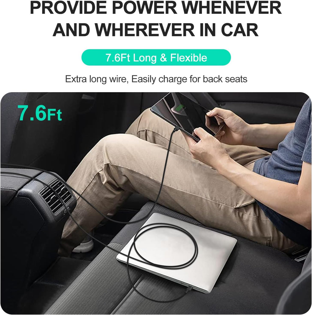 100W Car Charger, Laptop Car Charger Compatible with Dell Latitude/Precision/XPS, Compatible with MacBook Pro/Air, Compatible with HP Spectre/Elitebook, Compatible with Samsung DC Adapter