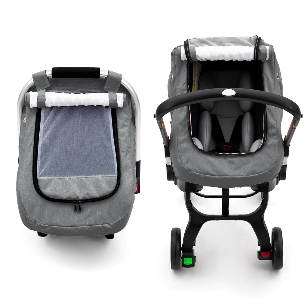 Waterproof Car Seat Cover Baby, 3D Mink Dot Infant Car Seat Cover with 2 Breathable Vents, Universal Carseat Canopy for Girls Boys, Baby Carrier Cover for All Seasons, Protect from Sunlight Rain