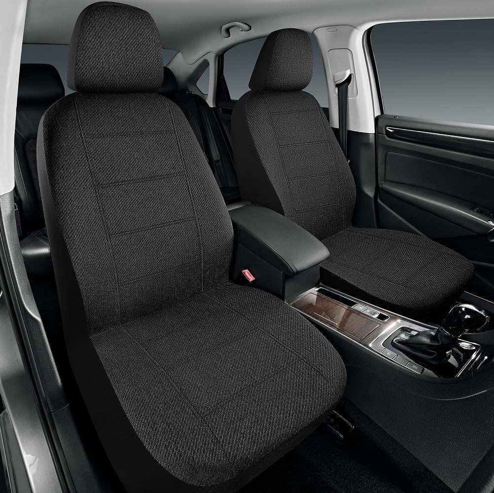 Road Comforts Full Set Car Seat Covers Front Rear Seat Cover Low Back, Flax Seat Protector, Airbag Compatible, Universal Fits for Most Cars, Truck, SUV, Vans Gray