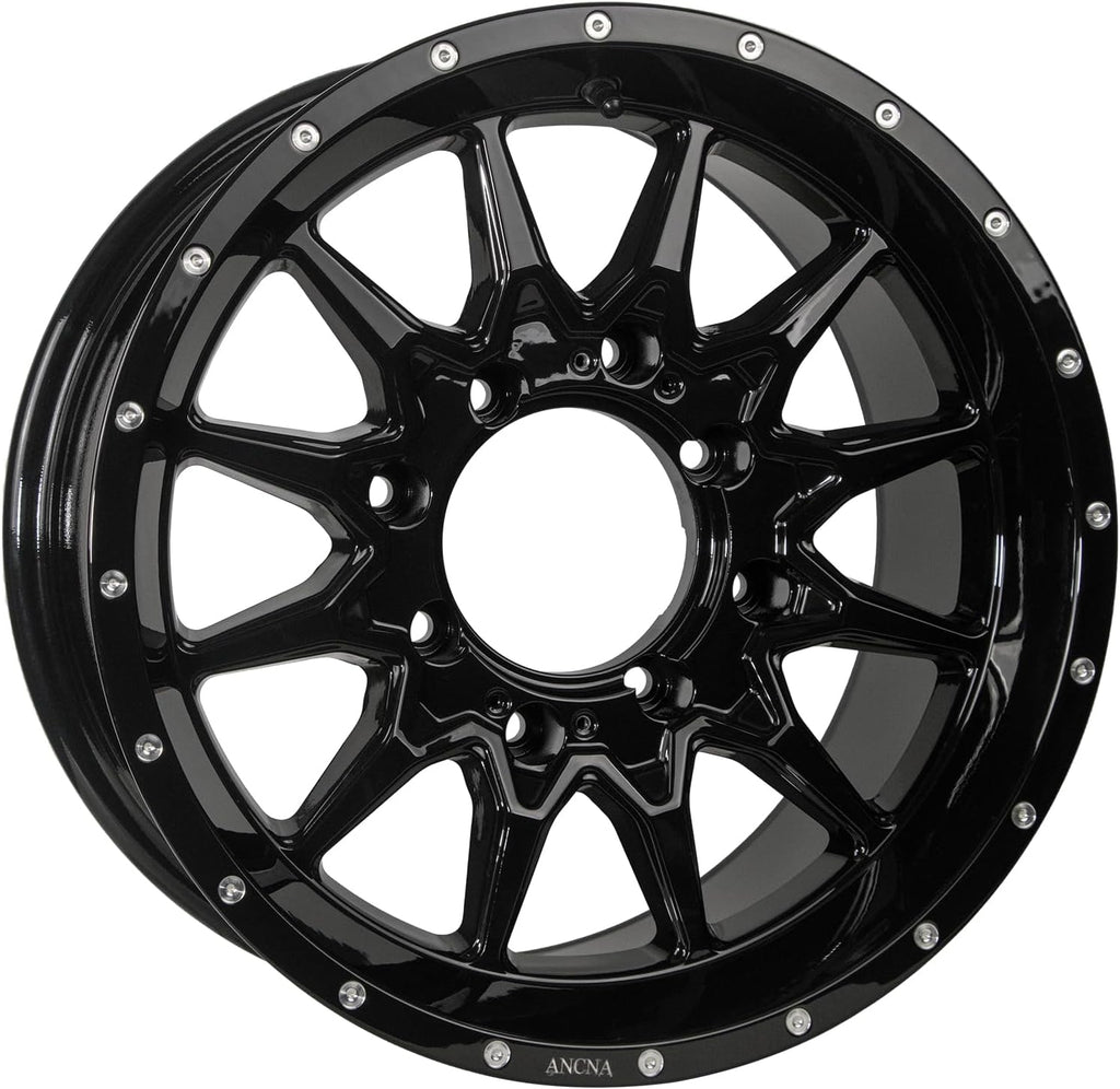 ANCNA 15&#34;x7&#34; Wheel Rim 4x136\/156 Premium Aluminum Alloy Rim with Black Spokes, Center Bore-110.18mm Wheel Load Raiting - 1200 LBS,+10 mm Offset