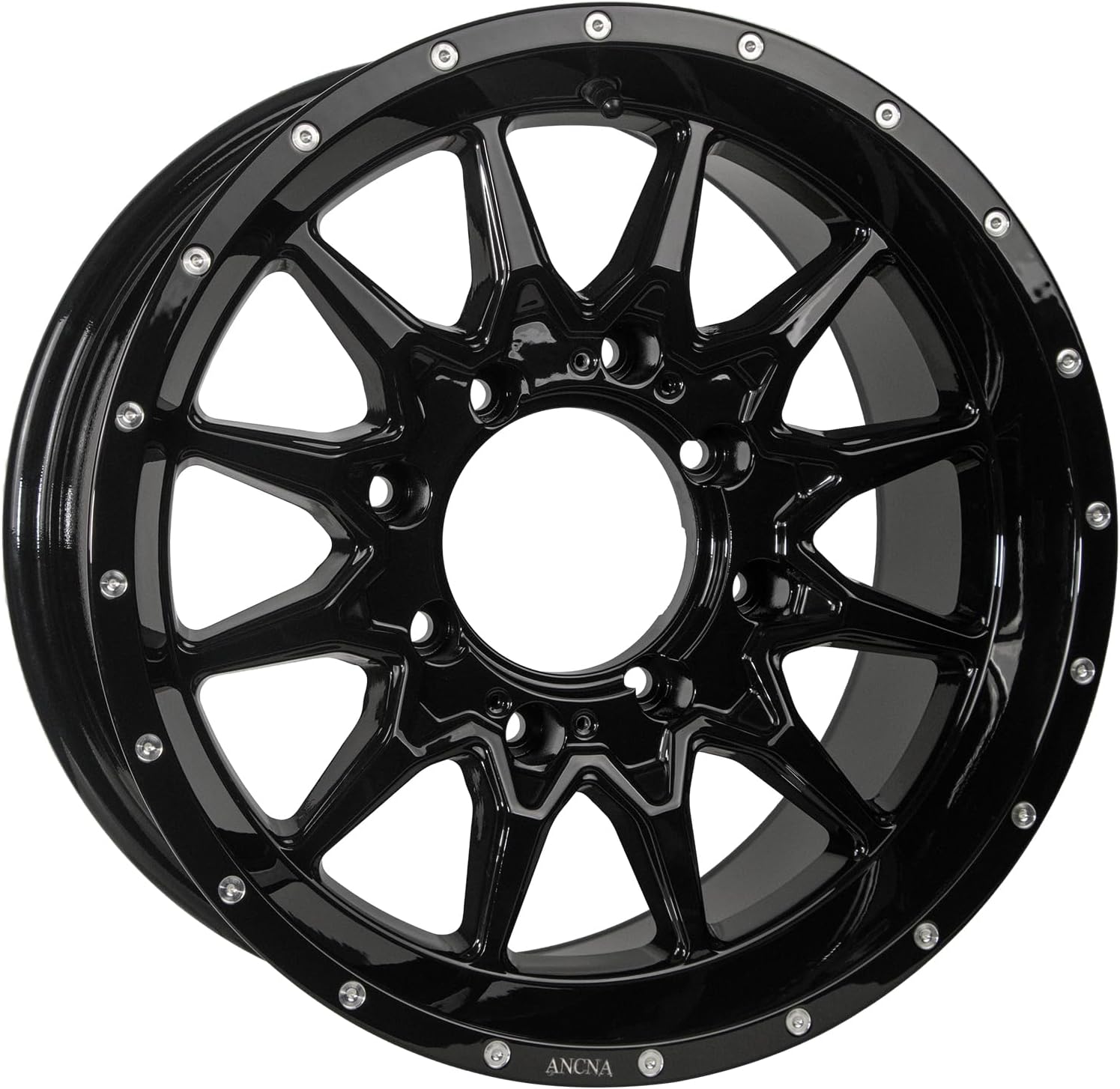 ANCNA 15&#34;x7&#34; Wheel Rim 4x136\/156 Premium Aluminum Alloy Rim with Black Spokes, Center Bore-110.18mm Wheel Load Raiting - 1200 LBS,+10 mm Offset