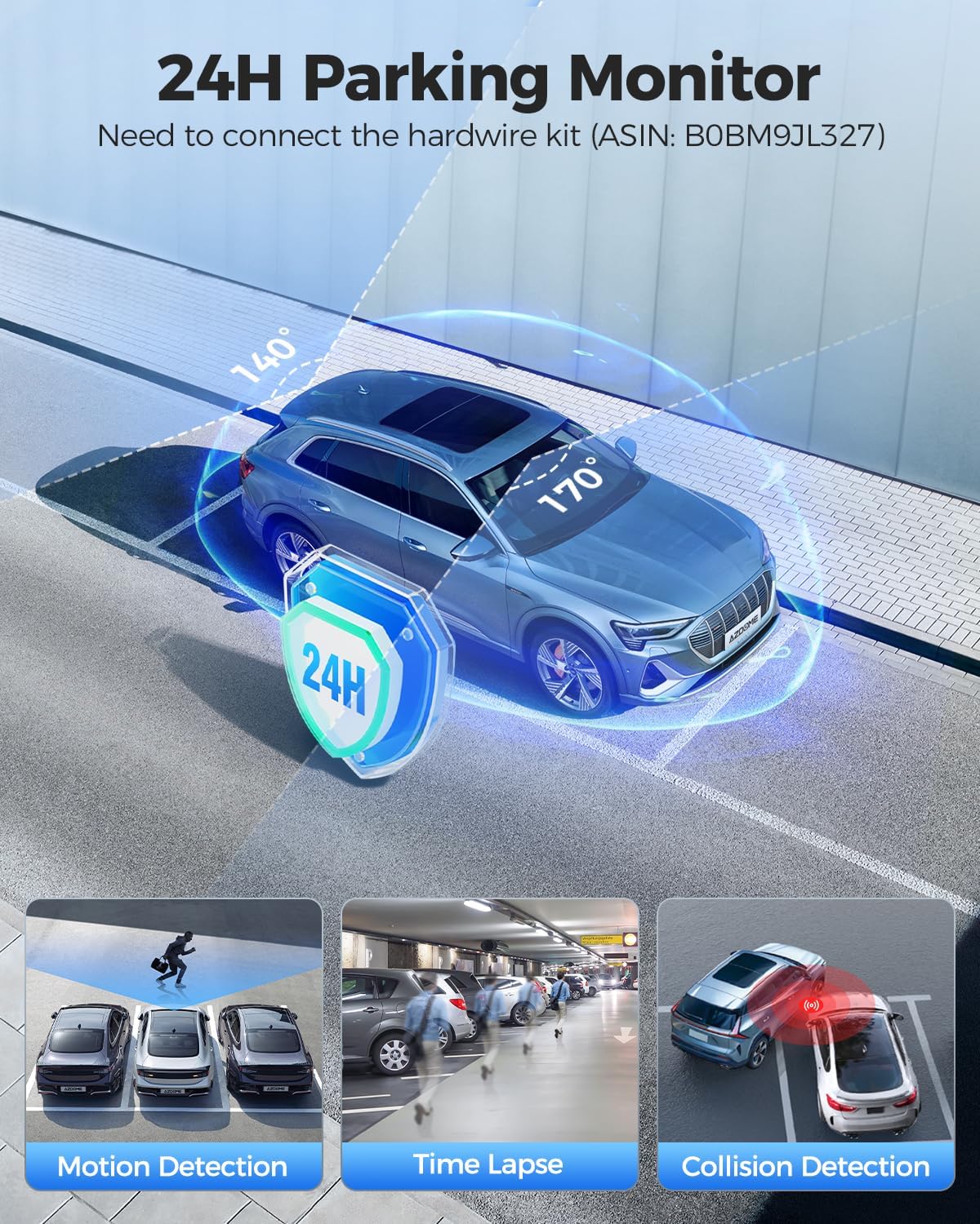 AZDOME 4K Dash Cam Front and Rear, STARVIS Night Vision, UHD 2160P WiFi Dash Camera for Cars with GPS, Included 64GB Card, 2.4" IPS Screen Dashcam, 170°Wide Angle, WDR, 24H Parking Mode (GS63H Pro)