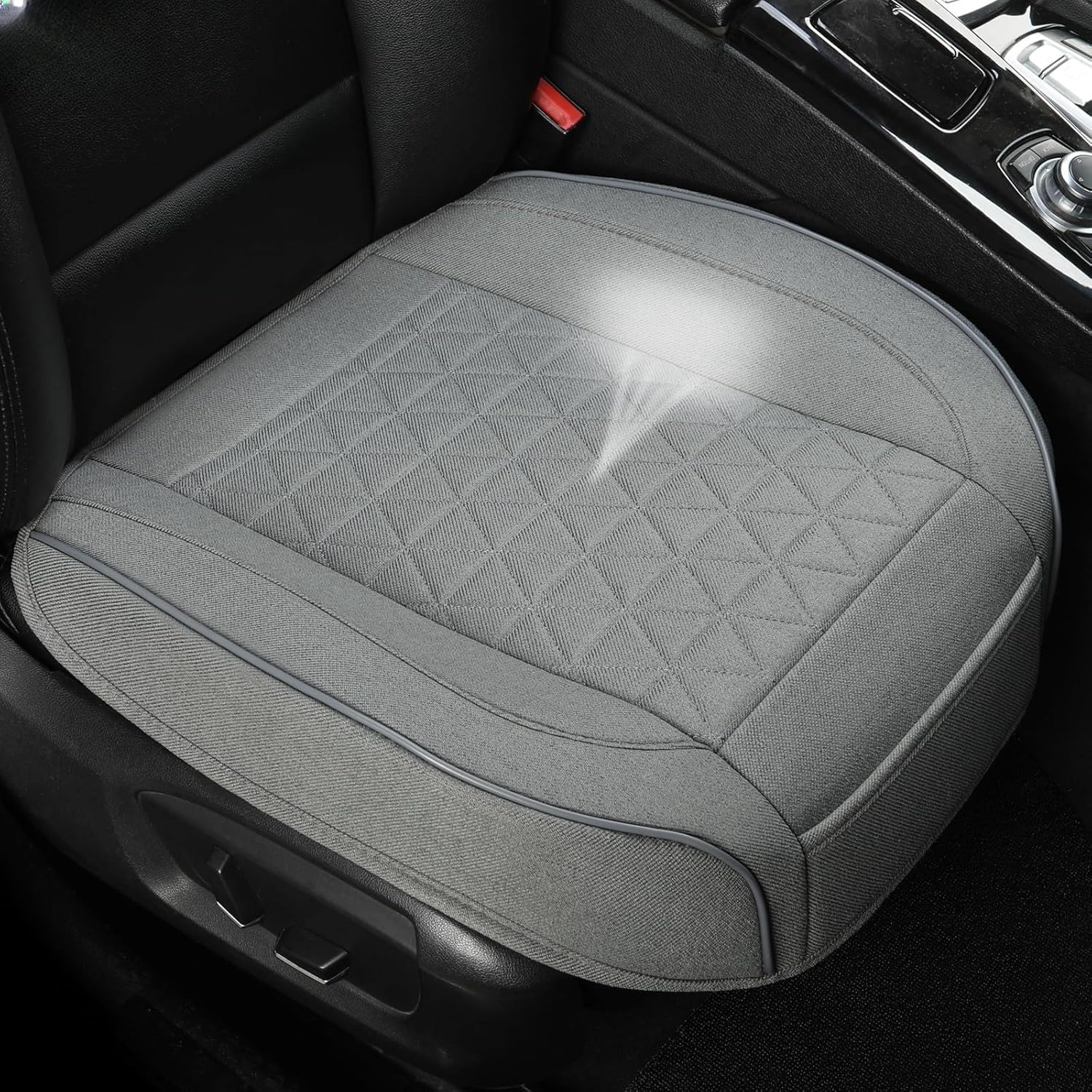 West Llama Linen Front Car Seat Cover Protector Anti-Slip Bottom Seat Cover Fits 95% of Vehicles,Wrapping Around The Bottom,Diamond Pattern(Black-2Pcs)