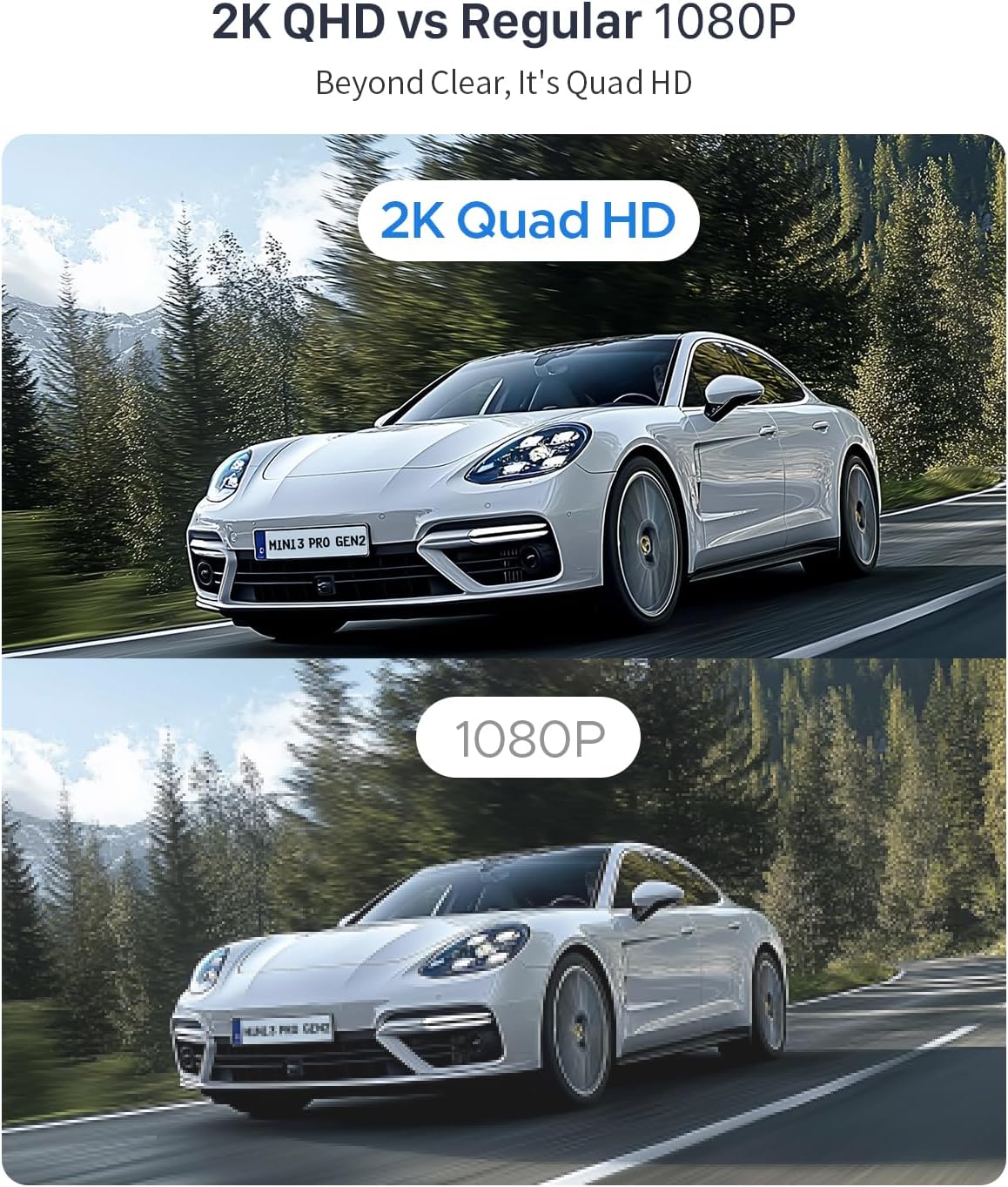 KAWA 2K Dash Cam for Cars with Voice Control - Stealth Display Tiny Dashcam Front Included 32GB Micro SD Card, Super Night Vision, 1296P QHD, G-Sensor, Built in WiFi & App Car Camera