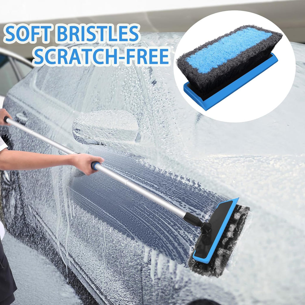 Wontolf 62'' Car Wash Brush with Long Handle, Scratch-Free Soft Bristles Sturdy Car Wash Mop Kit, Complete Car Cleaning Brush Kit Wash Mitt Towel Windshield Squeegee Wheel Tire Brush for Car Truck RV