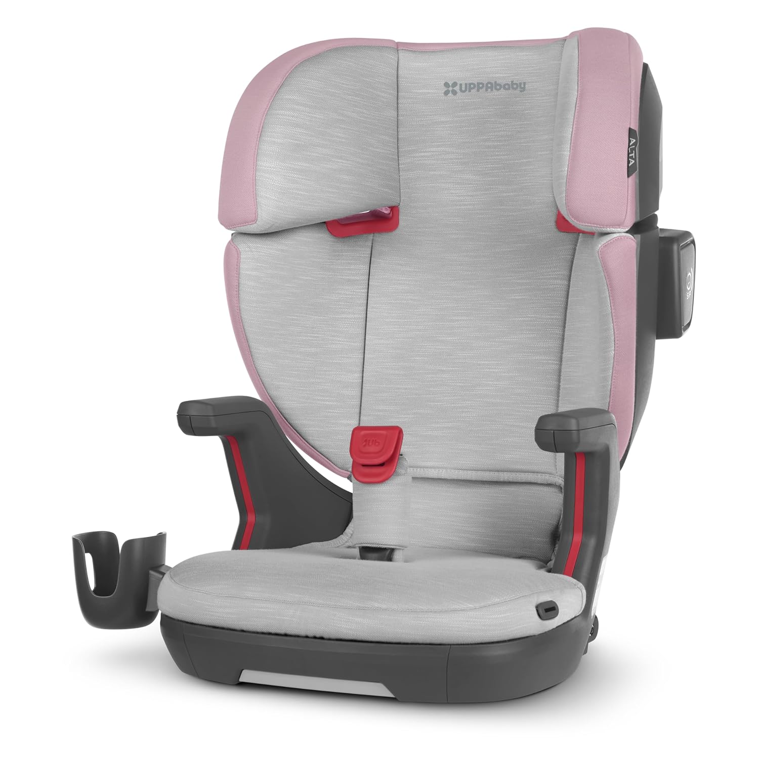 UPPAbaby Alta V2 High Back Booster Seat/Seven-Position, Active Support Headrest for Growing Children/SecureFit Integrated Belt Guide + Positioner/Cup Holder Included/Iris (Grey Mélange/Lavender)