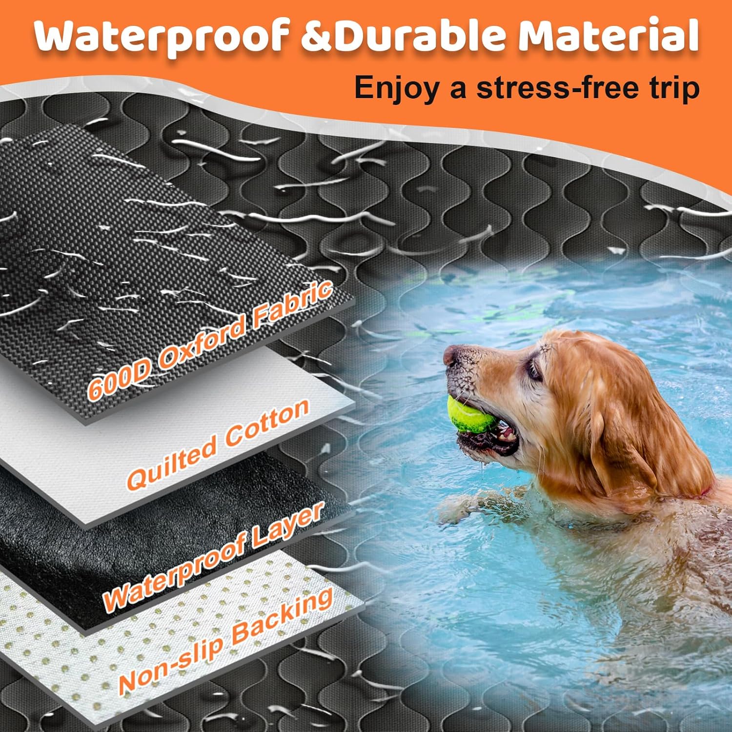 URPOWER Dog Car Seat Cover for Back Seat - Waterproof Bench Seat Cover Fits Middle Armrest for Cars, SUVs & Small Trucks, Nonslip Backseat Dog Covers Rear Seat Protector for Pets and Child