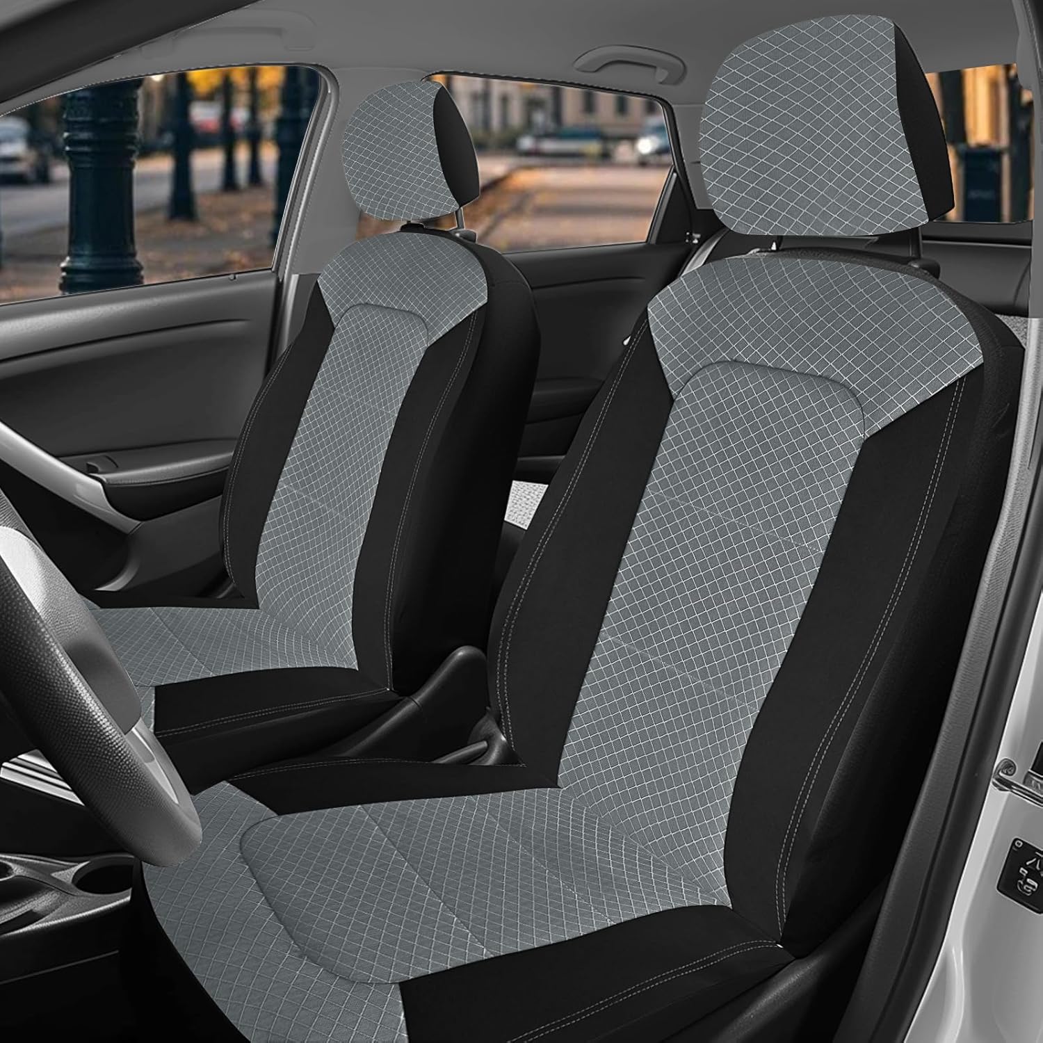 Nilight Car Seat Covers 2PCS Red Stripes Baja Saddle Blanket with Shoulder Pads Breathable Washable Striped Woven Airbag Compatible Universal for Cars SUV Truck Front Seat