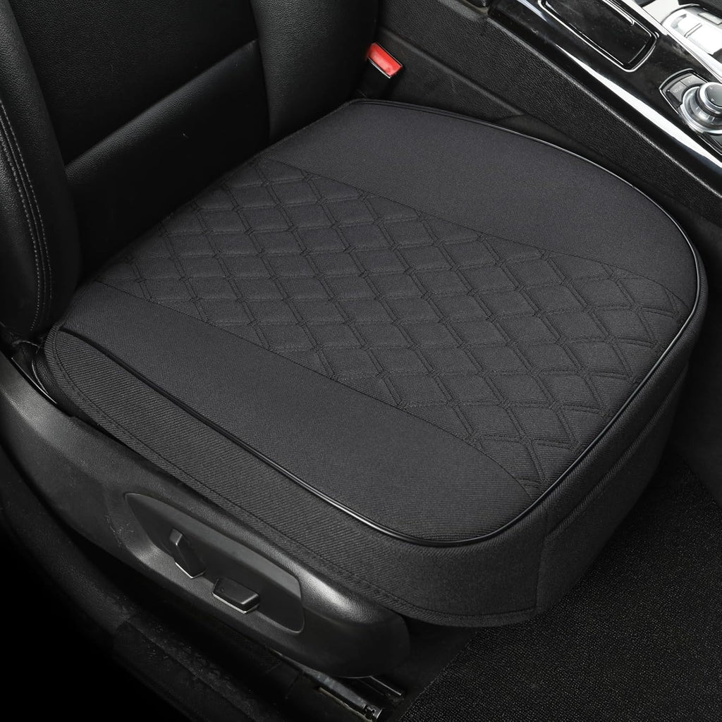 West Llama Linen Front Car Seat Cover Protector Anti-Slip Bottom Seat Cover Fits 95% of Vehicles,Wrapping Around The Bottom,Diamond Pattern(Black-2Pcs)