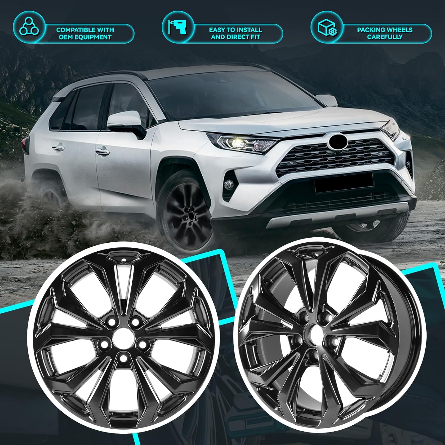 New 18x7" 18 Inch Premium Aluminum Alloy Wheel Rim Fits for Toyota RAV4 2022 2023 2024, ALY75279U35N, Direct Fit Replacement Wheel Rim