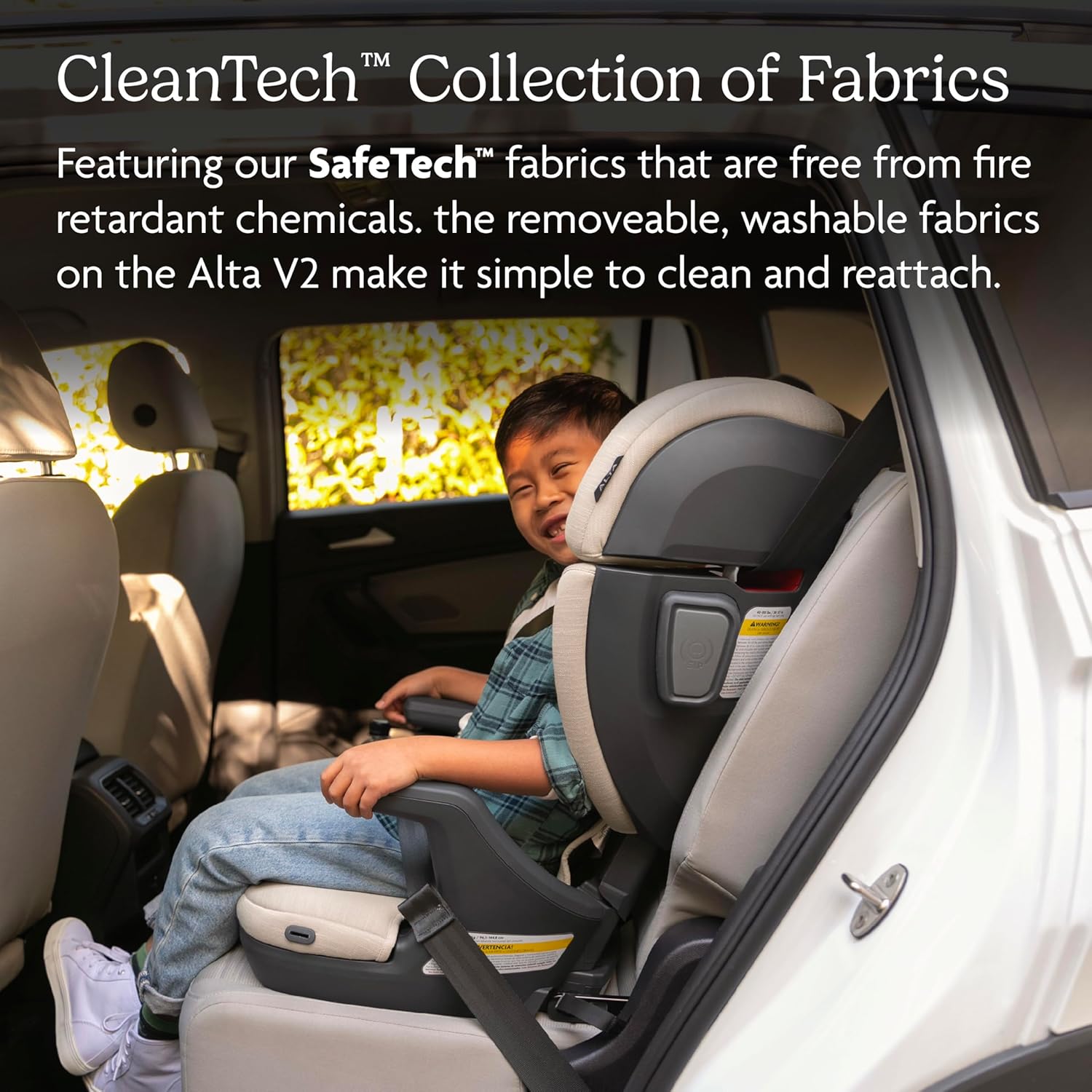 UPPAbaby Alta V2 High Back Booster Seat/Seven-Position, Active Support Headrest for Growing Children/SecureFit Integrated Belt Guide + Positioner/Cup Holder Included/Iris (Grey Mélange/Lavender)