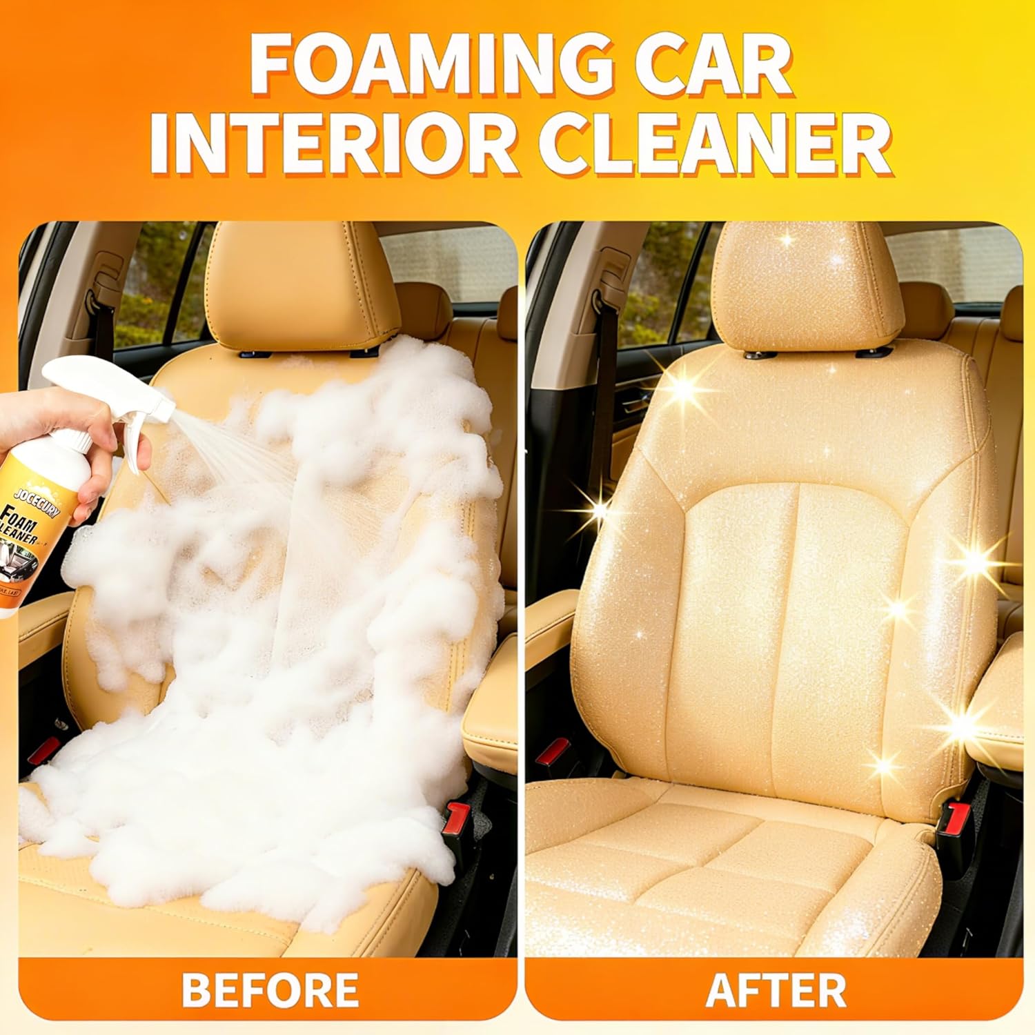 Jocecury 2Pcs Multi-Purpose Foam Cleaner – Car Interior, Leather Seats, Fabric, Shoes & Clothes, MAGIC FOAM CLEANER, Interior Detailer Spray, No Rinse, Deep Cleaning & Protection（600ML）