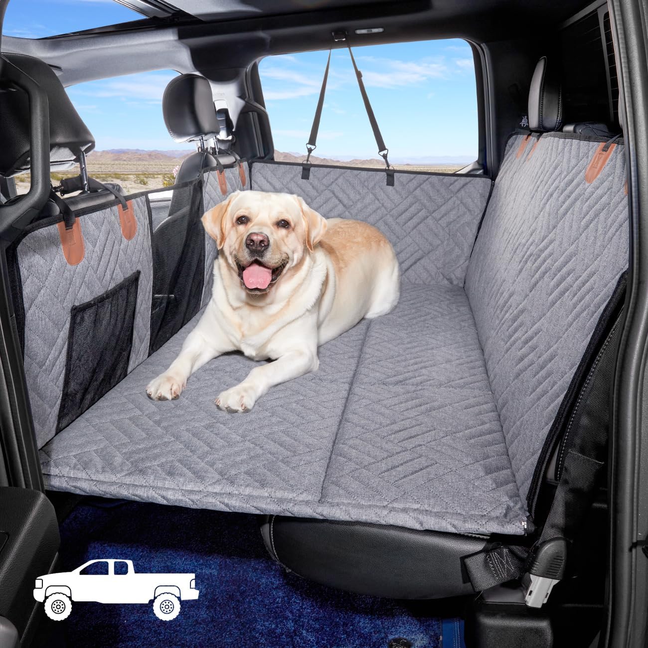YJGF Back Seat Extender - Dog Car Seat Cover, Hammock for Dogs, Grey