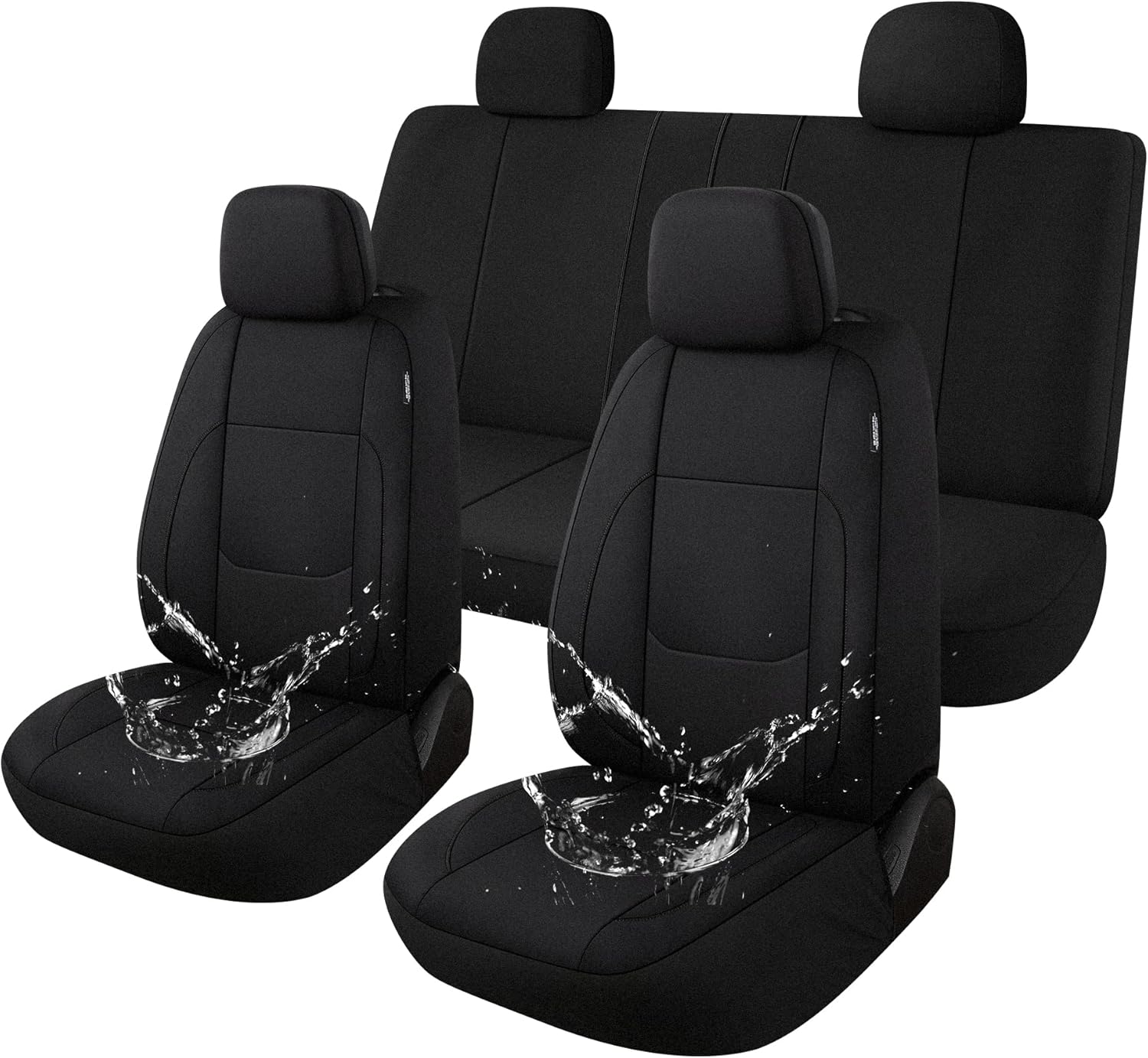 Pariitadin Waterproof Car Seat Covers 2 Front Seats, Neoprene Seat Covers for Cars, Universal Fit Interior Covers for Most Cars Sedan Van Truck SUV(Black)