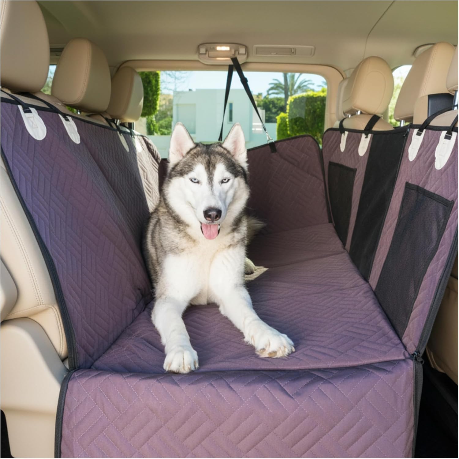 Premium Dog Back Seat Extender | Supports 400 lbs | Waterproof Hard Bottom & Non-Slip Design | Pet Seat Cover with Mesh Window & Storage Pocket | Fits Cars, SUVs & Truck (Black)