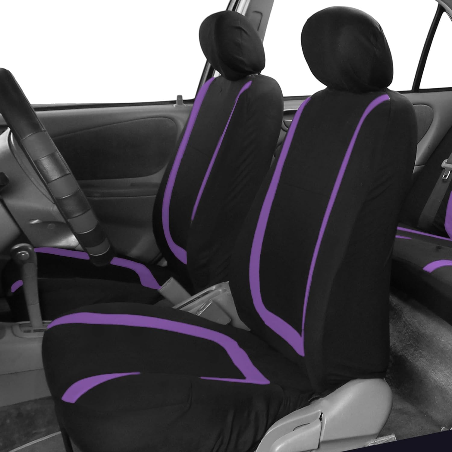 TLH Automotive Car Seat Covers Unique Flat Cloth Car Seat Covers Front Set Only, Purple Seat Covers Universal Fit Seat Covers Interior Accessories Car Seat Protector for Cars, Auto, Trucks, SUV