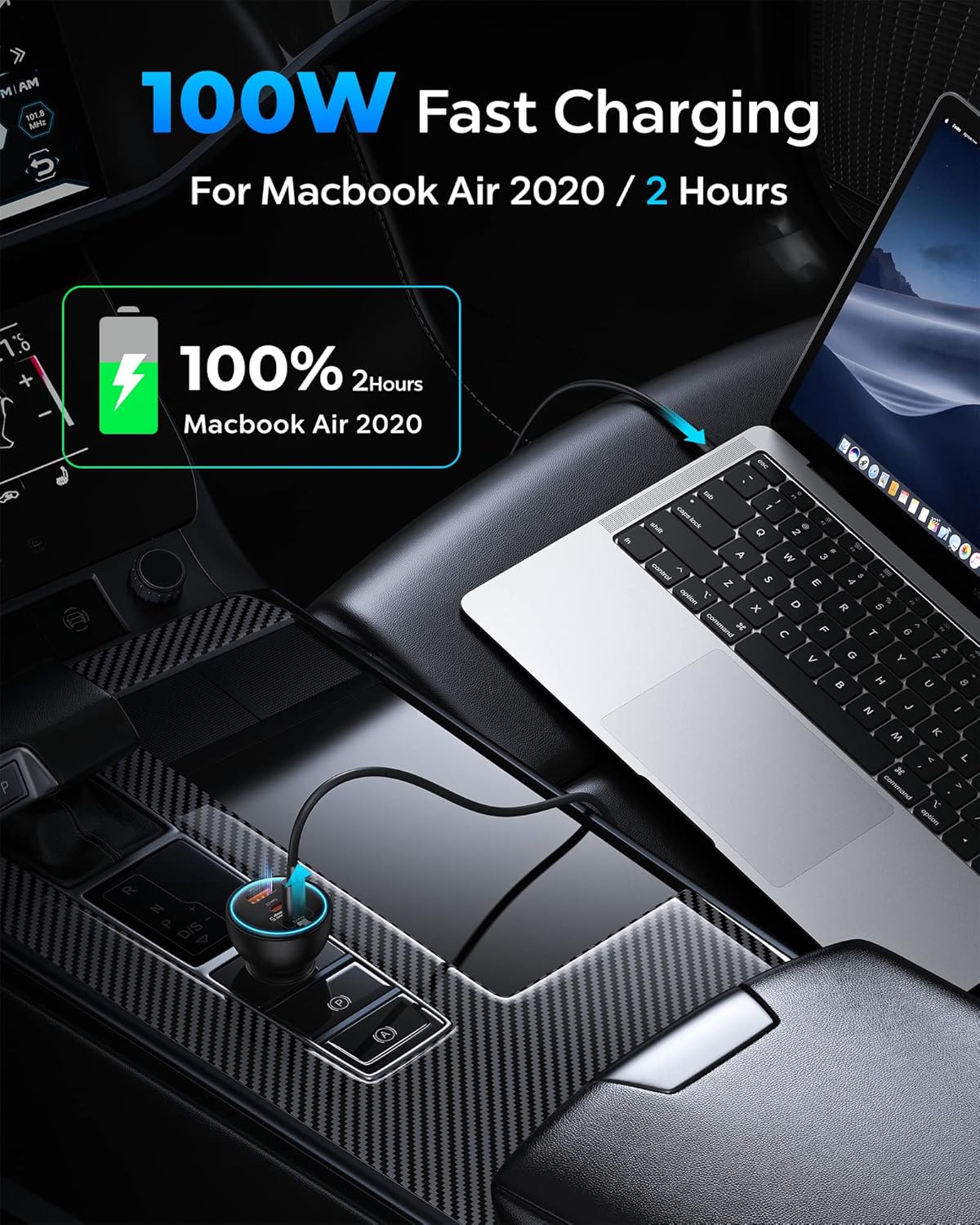 160W USB C Car Charger, Baseus Type C Car Charger, QC5.0 PD3.0 PPS 3 Ports Super Fast Charging Car Phone Charger Adapter for iPhone 15 14 13 Pro, Samsung S22 iPad MacBook Pro