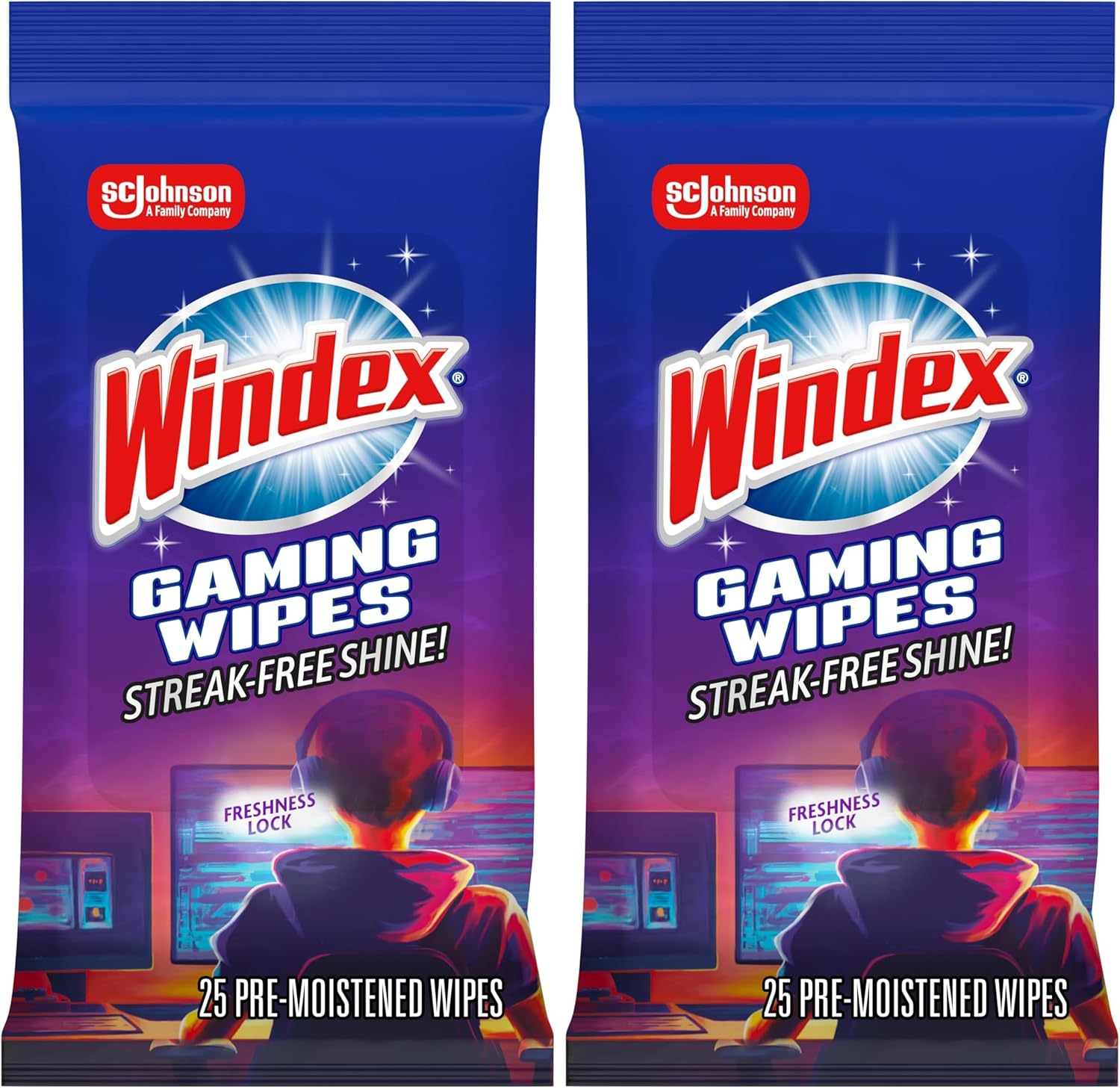 Windex Wipes Glass Cleaning Ammonia Free, Pre-Moistened Wipes for Cleaning All Glass Surfaces, Crystal Rain Fresh Scent, 25 Count