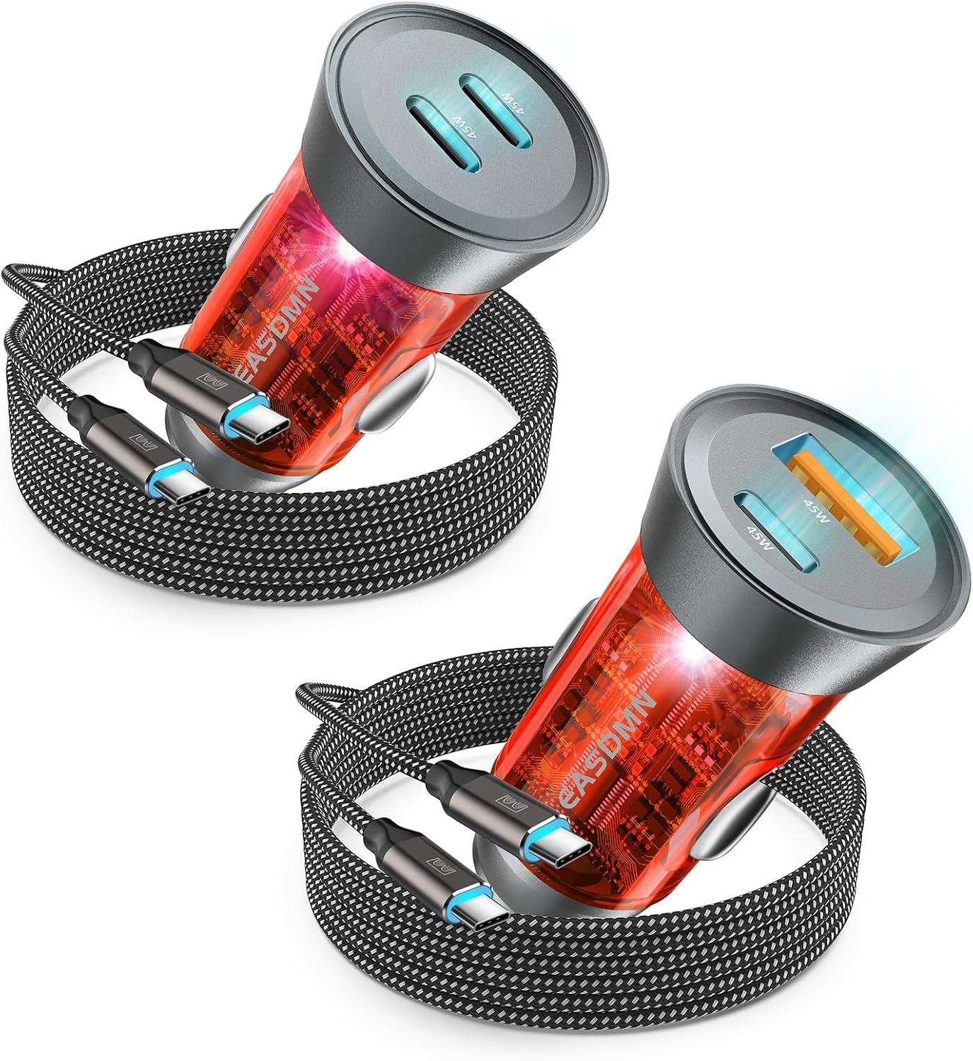 2-Pack 90W USB C Super Fast Car Charger, Dual-Port [PD/PPS 45W & QC 45W] Car Cigarette Lighter USB Charger Adaper for Samsung Galaxy S25 Ultra/S25+/S24 Ultra/S23+/S22,Note 20/10+,Tab S9/S8, iPhone 15…