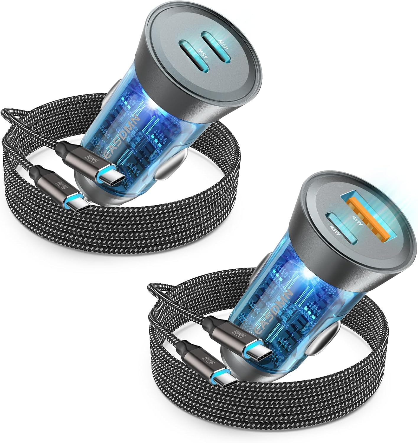 2-Pack 90W USB C Super Fast Car Charger, Dual-Port [PD/PPS 45W & QC 45W] Car Cigarette Lighter USB Charger Adaper for Samsung Galaxy S25 Ultra/S25+/S24 Ultra/S23+/S22,Note 20/10+,Tab S9/S8, iPhone 15…