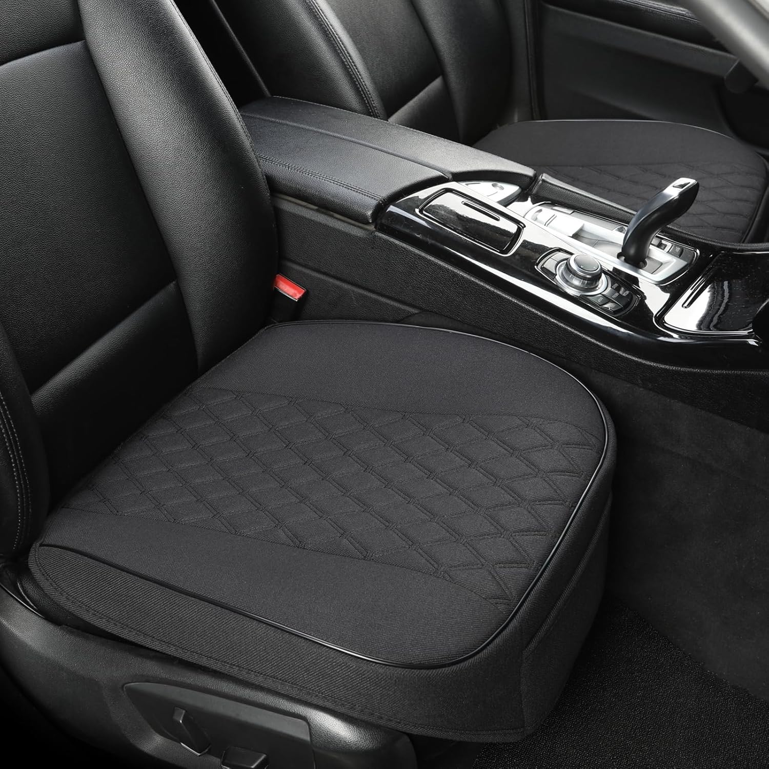 West Llama Linen Front Car Seat Cover Protector Anti-Slip Bottom Seat Cover Fits 95% of Vehicles,Wrapping Around The Bottom,Diamond Pattern(Black-2Pcs)