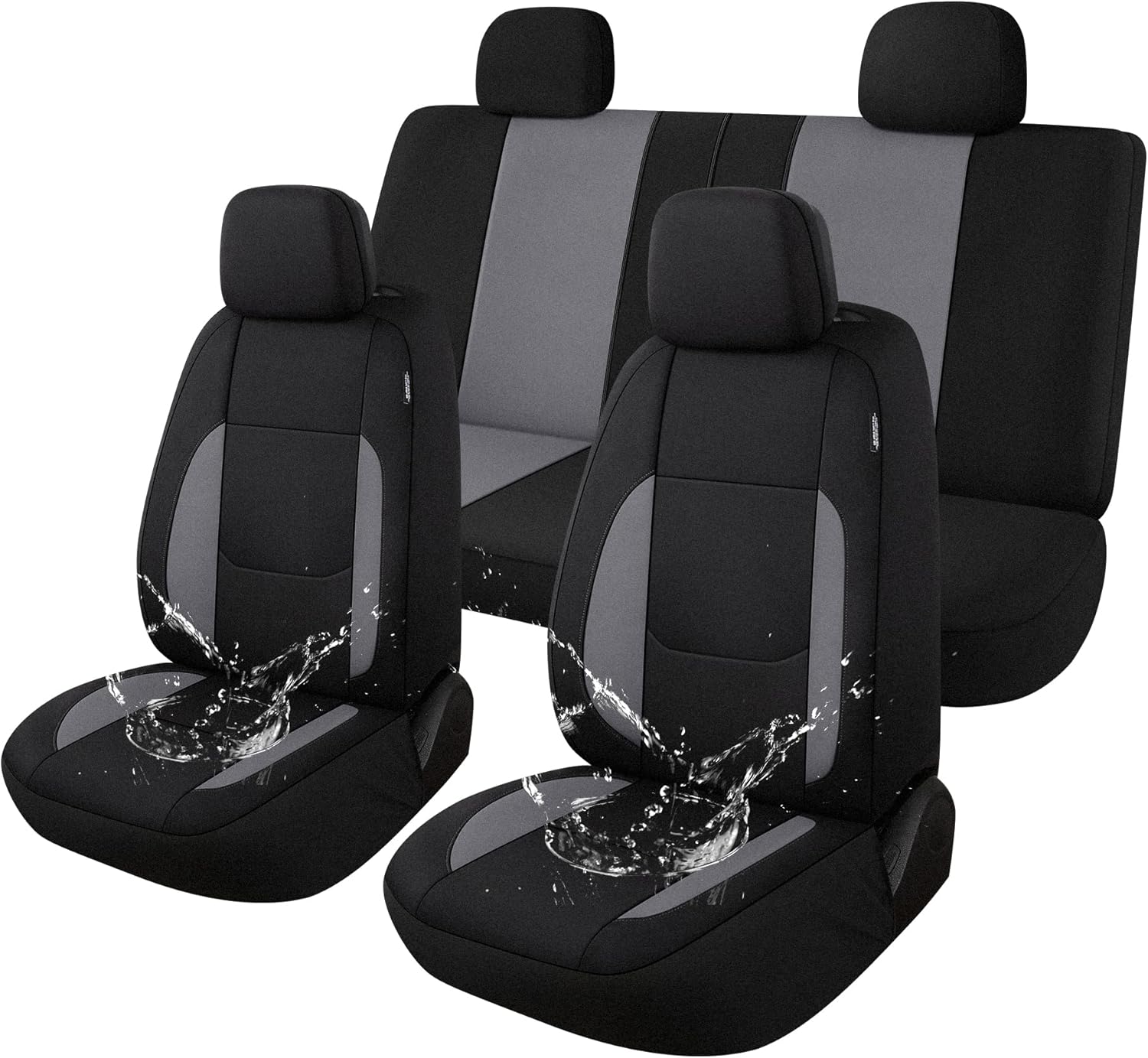 Pariitadin Waterproof Car Seat Covers 2 Front Seats, Neoprene Seat Covers for Cars, Universal Fit Interior Covers for Most Cars Sedan Van Truck SUV(Black)