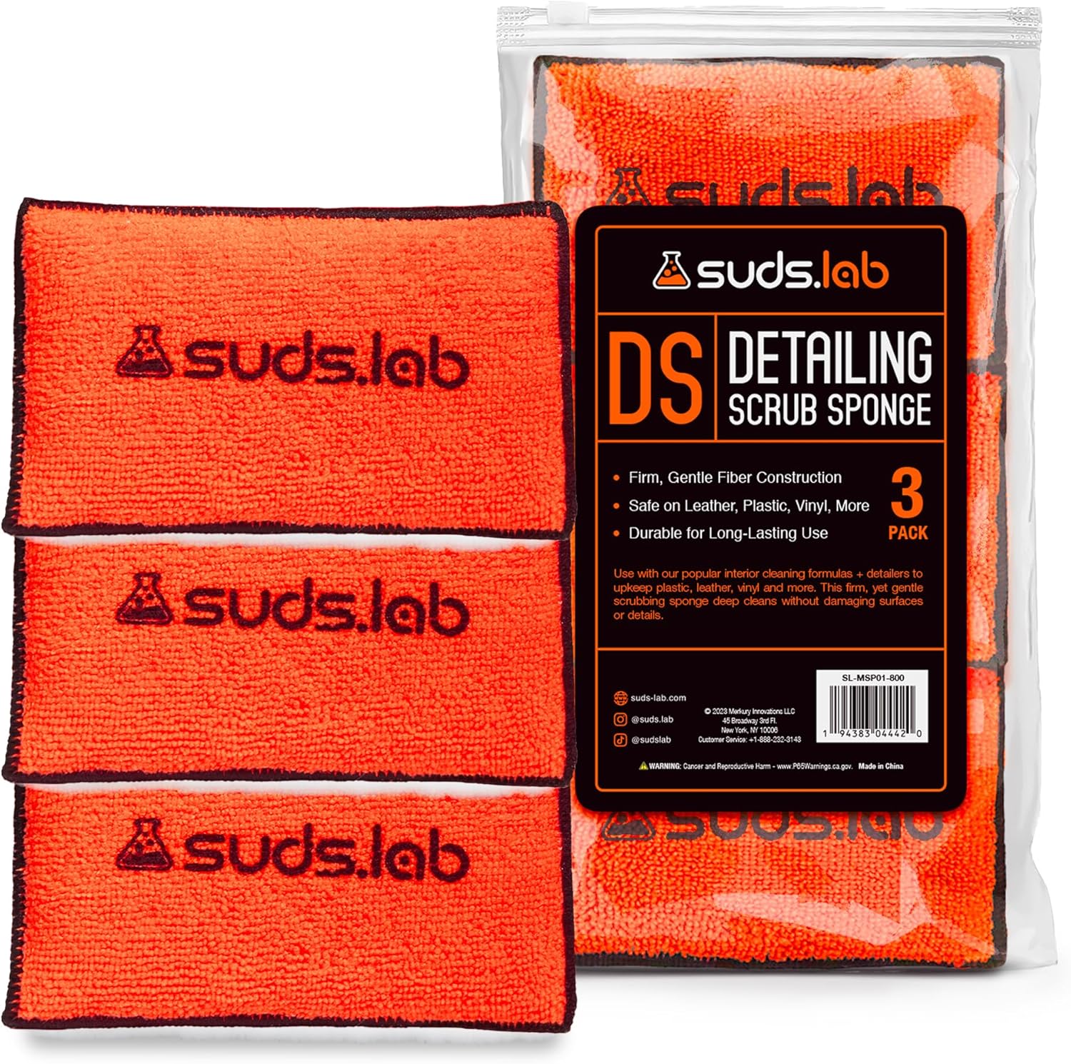 Suds Lab DS Microfiber Detailing Scrub Pad 2 Pack - Car Interior Cleaning & Detailing Microfiber Scrub Pads - Safe On Leather, Vinyl, Plastic, Etc.