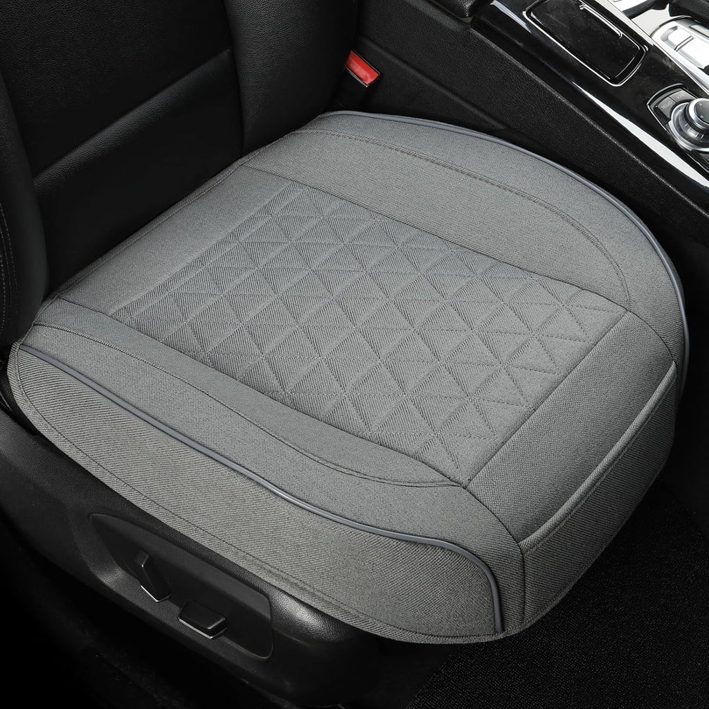 West Llama Linen Front Car Seat Cover Protector Anti-Slip Bottom Seat Cover Fits 95% of Vehicles,Wrapping Around The Bottom,Diamond Pattern(Black-2Pcs)