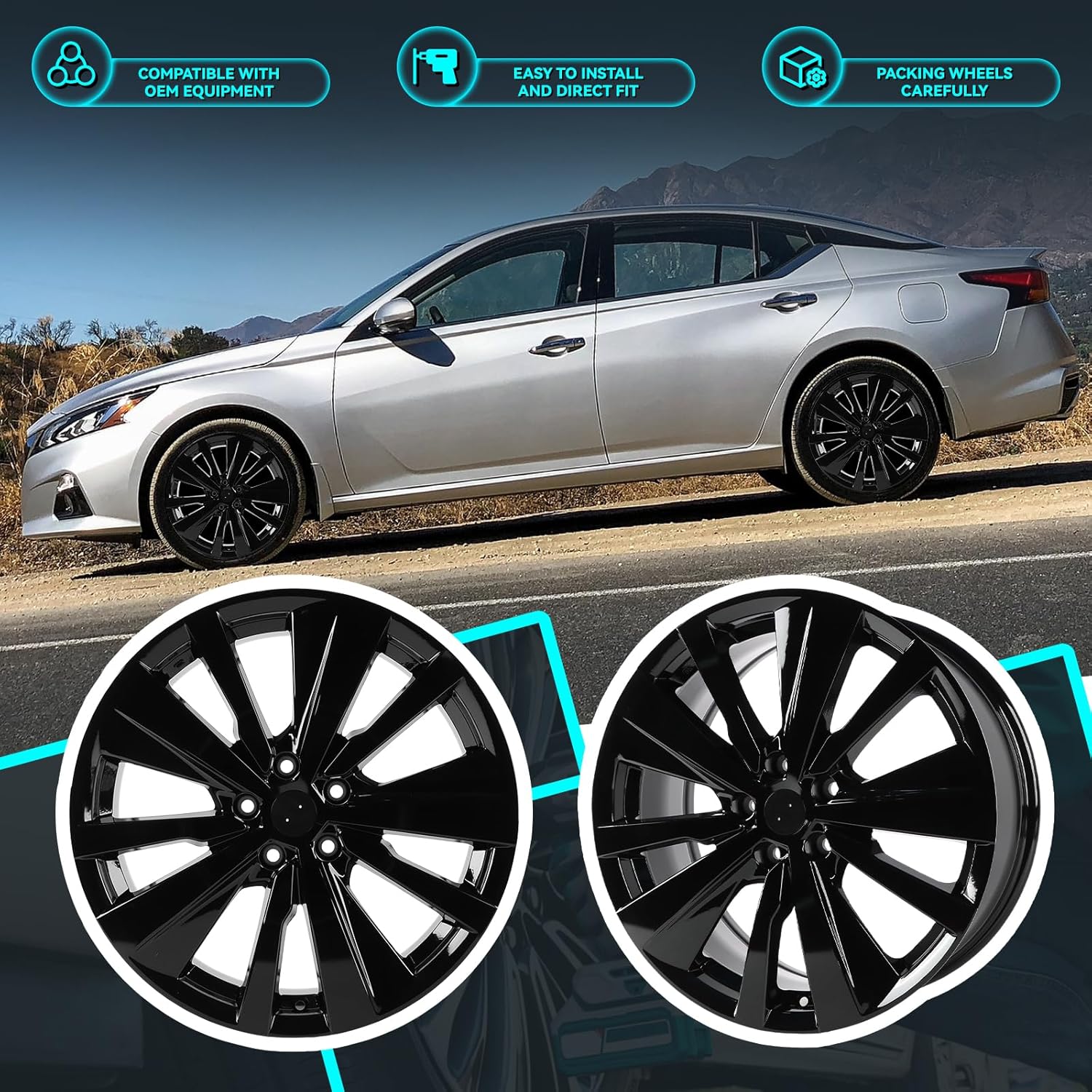 New 19 Inch 19x8 Inch Premium Aluminum Alloy Wheel Rim Fits For 2019 2020 2021 2022 Nissan Altima SR, ALY62785U46N, Direct Fit Rims and OE Stock