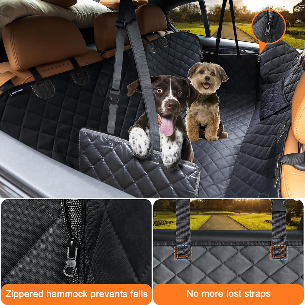 URPOWER Dog Seat Cover, 100% Waterproof Hammock 600D Heavy Duty Scratch Proof Nonslip Durable Soft Pet Back Seat Covers for Cars Trucks and SUVs