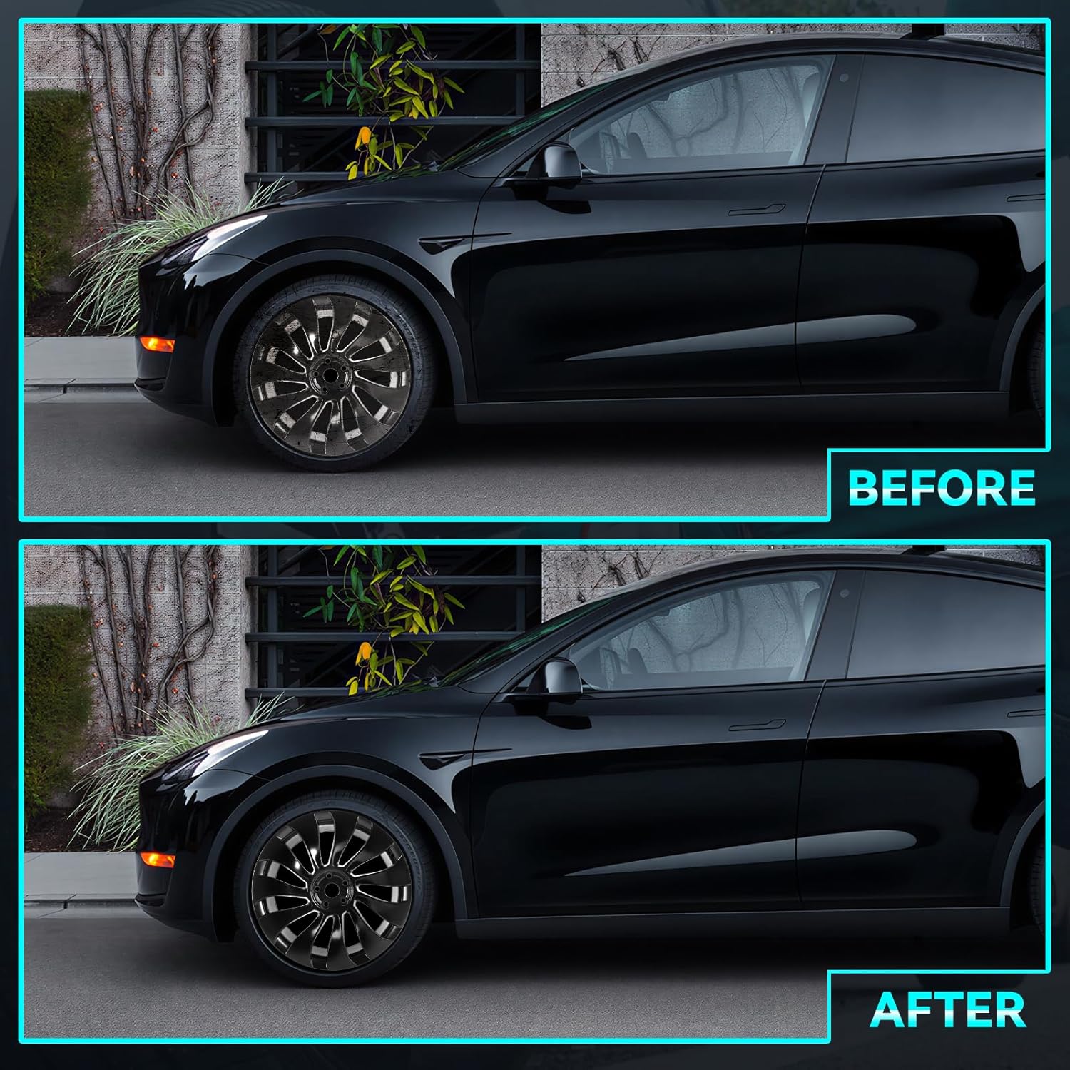 New 21inch 21 inch x 9.5 inch Front Wheel Rim Fits For Tesla Model Y 2020 2021 2022 2023, Black OEM Alloy Wheels, 118822600B