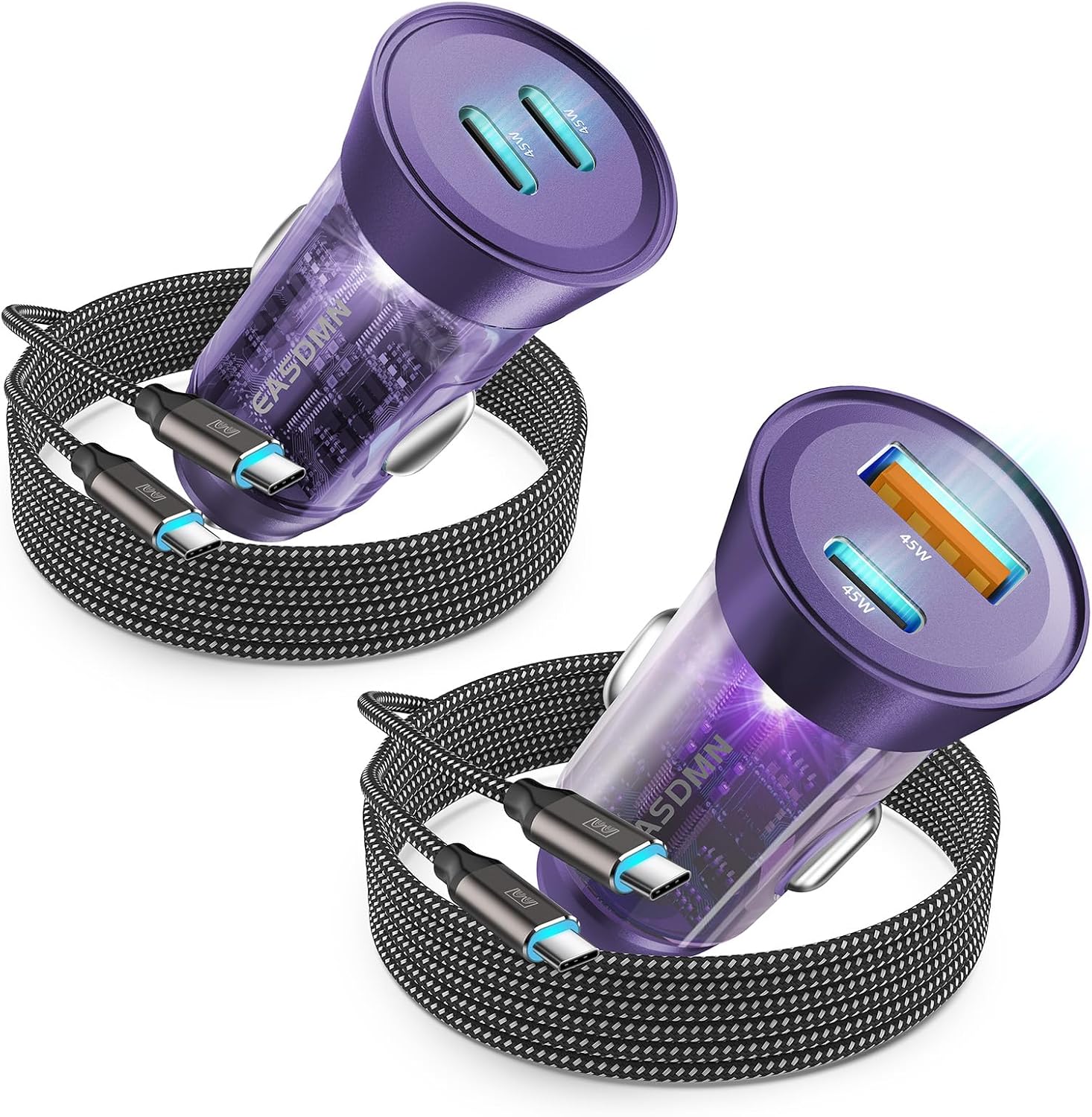 2-Pack 90W USB C Super Fast Car Charger, Dual-Port [PD/PPS 45W & QC 45W] Car Cigarette Lighter USB Charger Adaper for Samsung Galaxy S25 Ultra/S25+/S24 Ultra/S23+/S22,Note 20/10+,Tab S9/S8, iPhone 15…