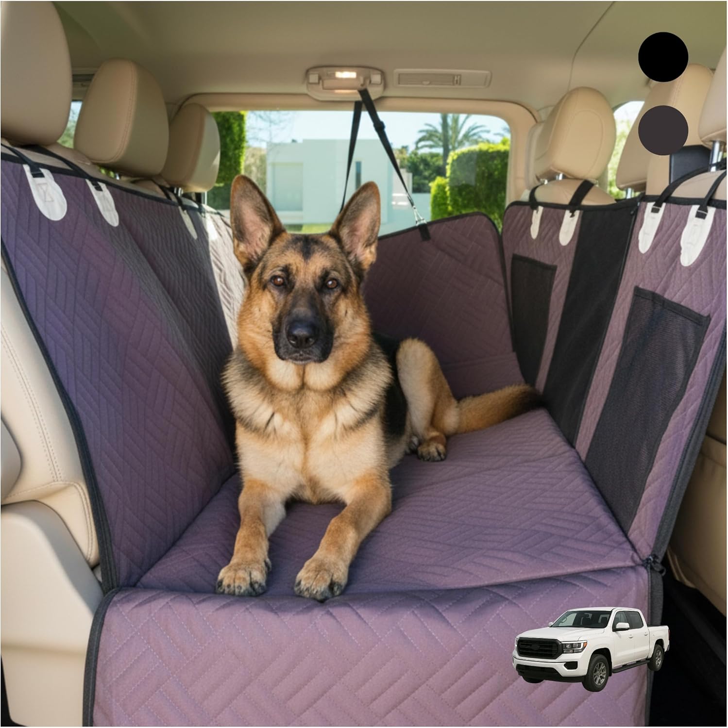 Premium Dog Back Seat Extender | Supports 400 lbs | Waterproof Hard Bottom & Non-Slip Design | Pet Seat Cover with Mesh Window & Storage Pocket | Fits Cars, SUVs & Truck (Black)