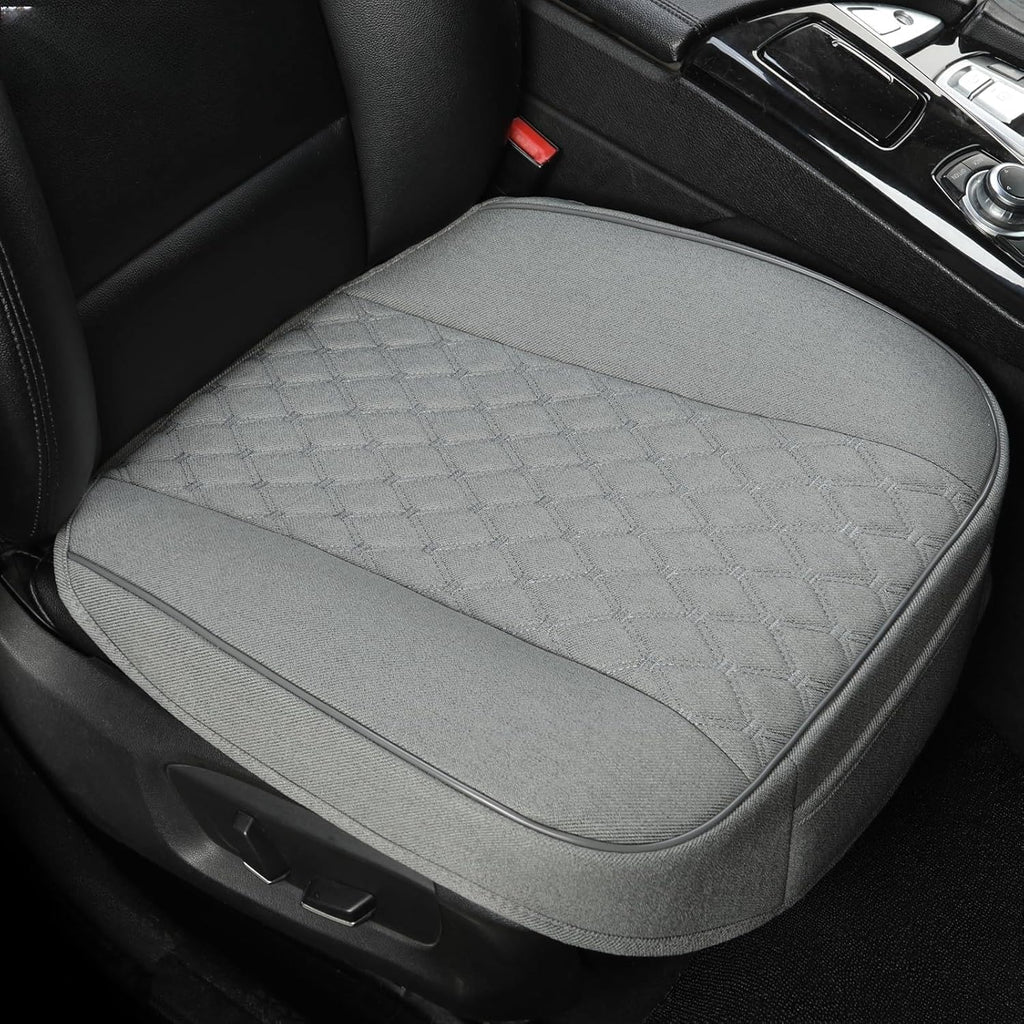 West Llama Linen Front Car Seat Cover Protector Anti-Slip Bottom Seat Cover Fits 95% of Vehicles,Wrapping Around The Bottom,Diamond Pattern(Black-2Pcs)