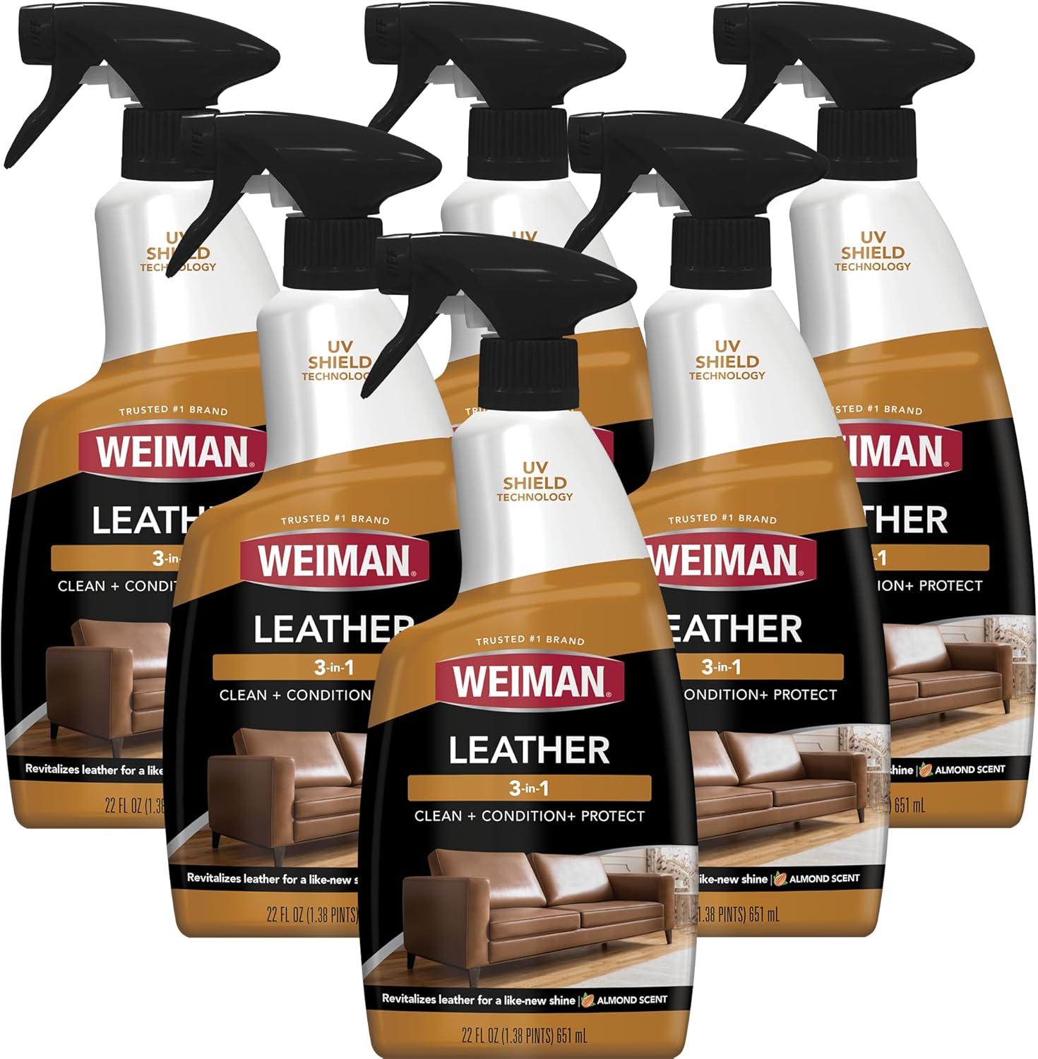 Weiman Leather Cleaner and Conditioner for Furniture - Cleans Conditions and Restores Leather Surfaces - UV Protectants Help Prevent Cracking or Fading of Leather Car Seats, Shoes, Purses