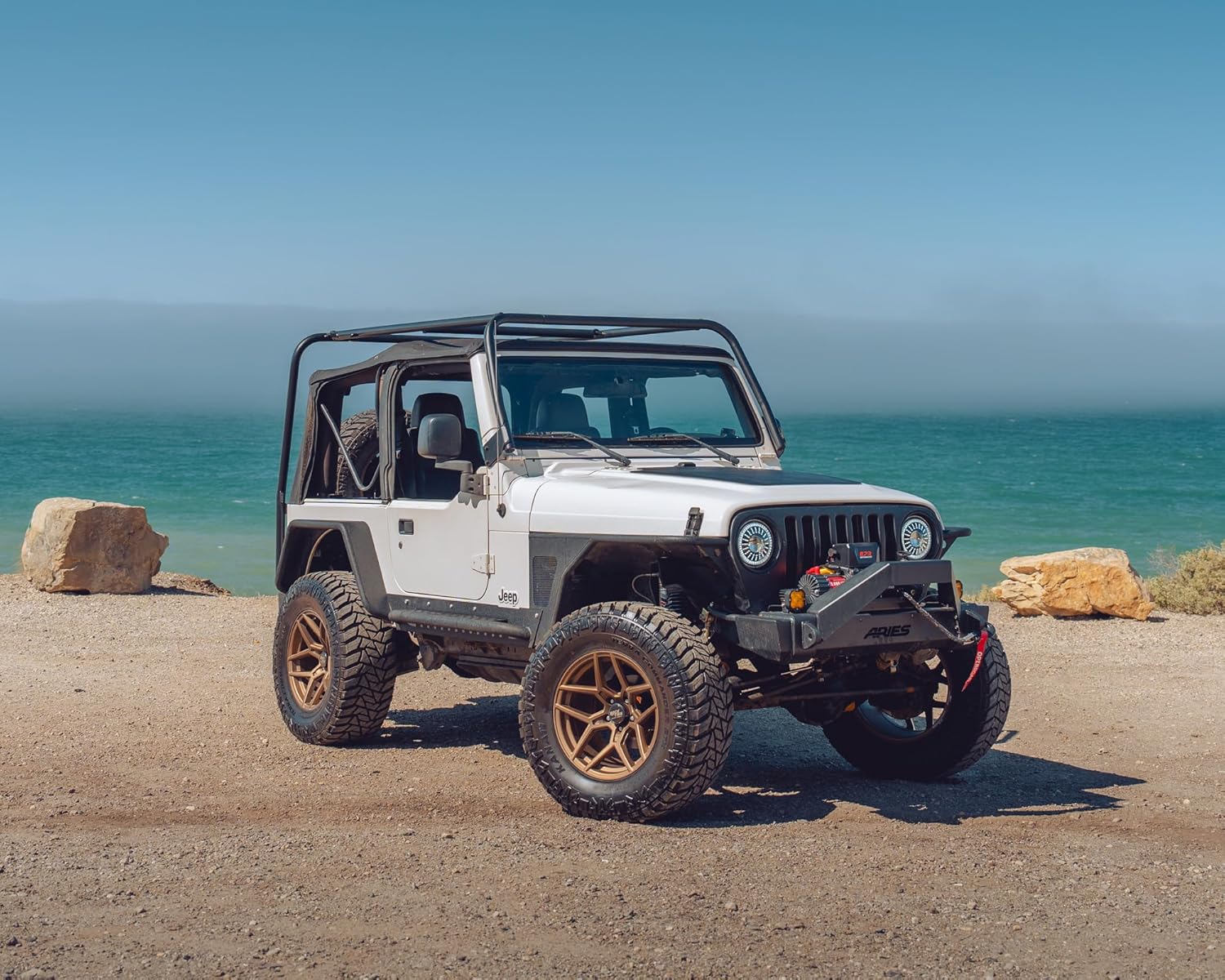 RockTrix RT105 17 inch Wheel Compatible with Jeep Wrangler YJ TJ 5x4.5 5x114.3 Bolt Pattern 17x9 (-12mm Offset, 4.5in Backspace) 71.5mm Bore, Bronze Wheel, Also fits Cherokee XJ Grand Cherokee ZJ