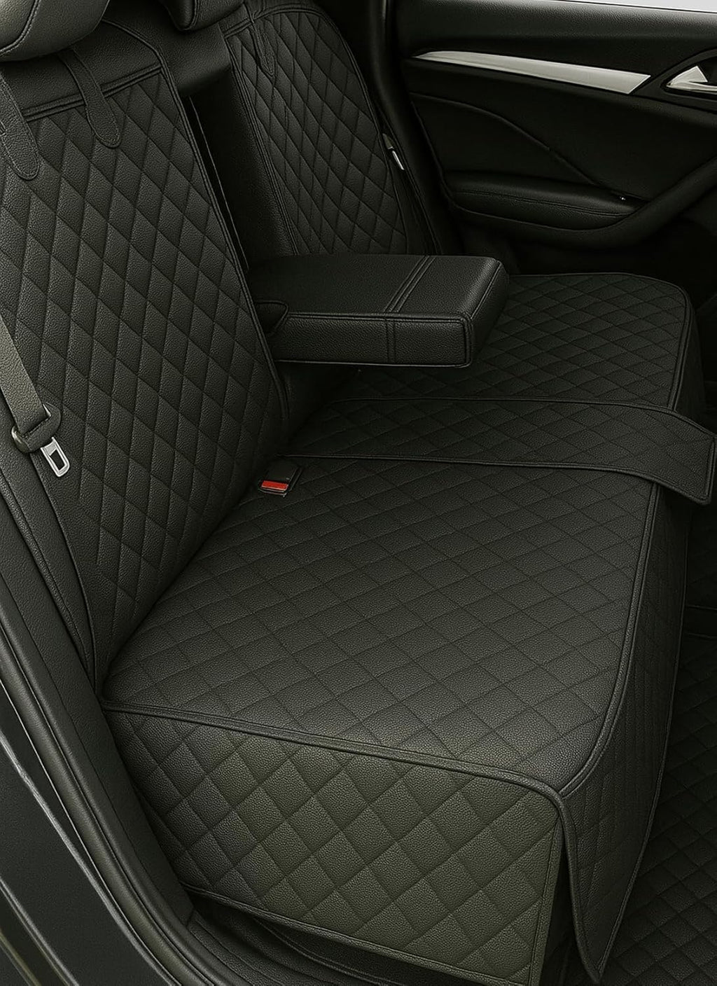 Waterproof Dog Car Seat Cover with Belt for Back Seat - Washable Pet Protector Accessories for Cars, Trucks, SUVs, and Bench Seats - Auto Backseat Hammock for Small & Large Dogs